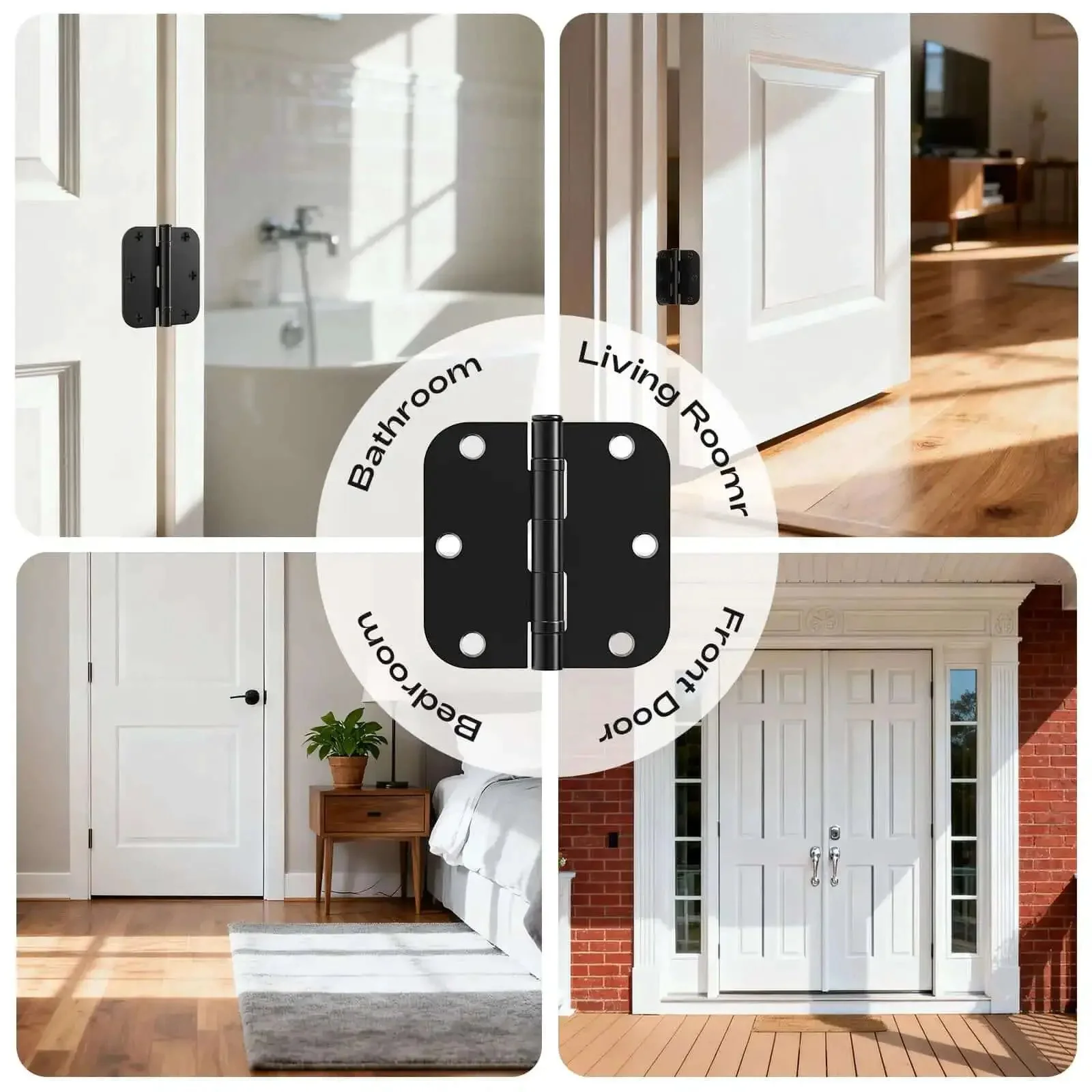 Matte Black 18 Pack Interior Door Hinges 3.5 Inch 5/8 Radius Round No Squeak Ball Bearing, Flat Iron Standard Bi-Fold Closet Bedroom Hardware For Home Decor And Commercial Use - Image 3