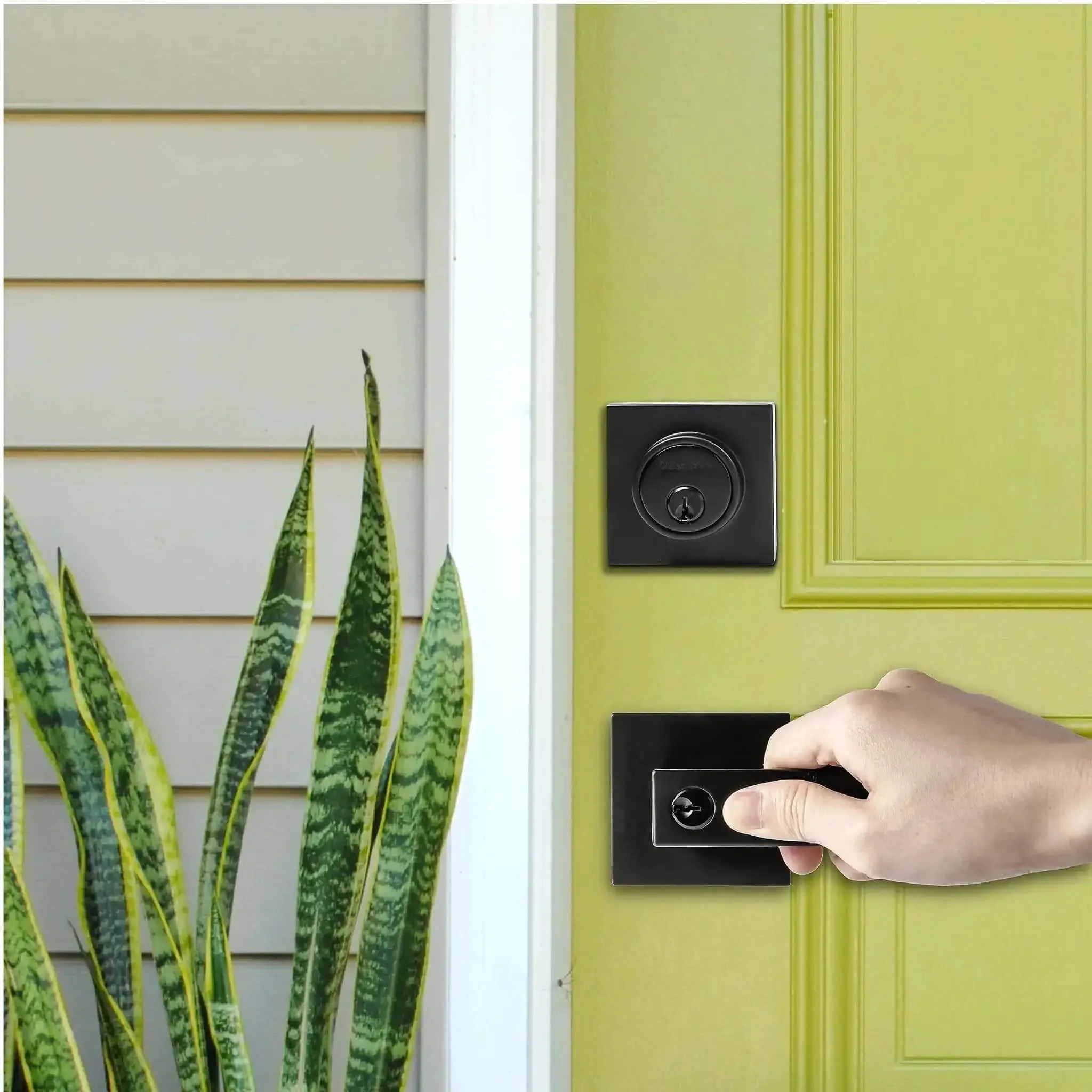 Matte Black 3 Pack Exterior Door Lock Set With Deadbolt And Front Door Handle Set Keyed Alike Heavy Duty Single Cylinder Locksets For Home Or Biz Reversible For Left Or Right Swing - Image 2