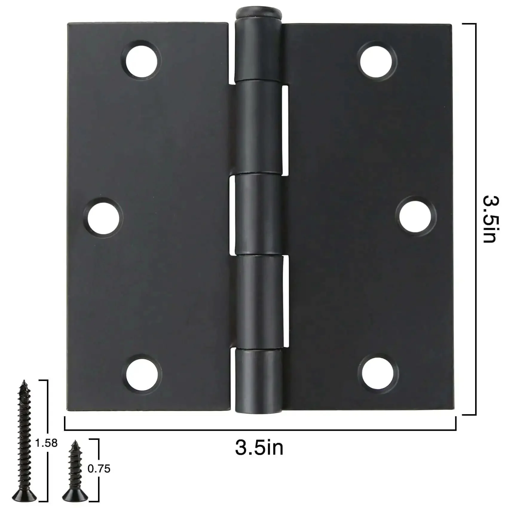 Matte Black 3.5 Inch Door Hinges Set, Built Tough Heavy Duty Interior Hinges With Square Corners, 18 Pack Removable Pin, 270 Degree Swing, Includes 108 Screws For Quick Install On Doors Cabinets RV Garage Shed Treehouse - Image 6
