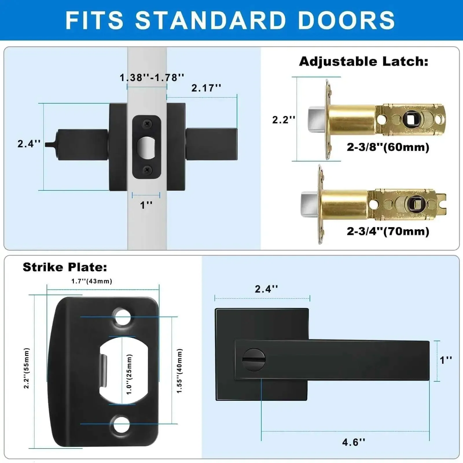 Matte Black Door Handles 10 Pack Privacy Levers For Interior Doors Built Tough Heavy Duty Bed And Bath Door Locks And Knobs Reversible Flat Levers With Square Rosette Keyless Option Modern Durable Hardware - Image 2