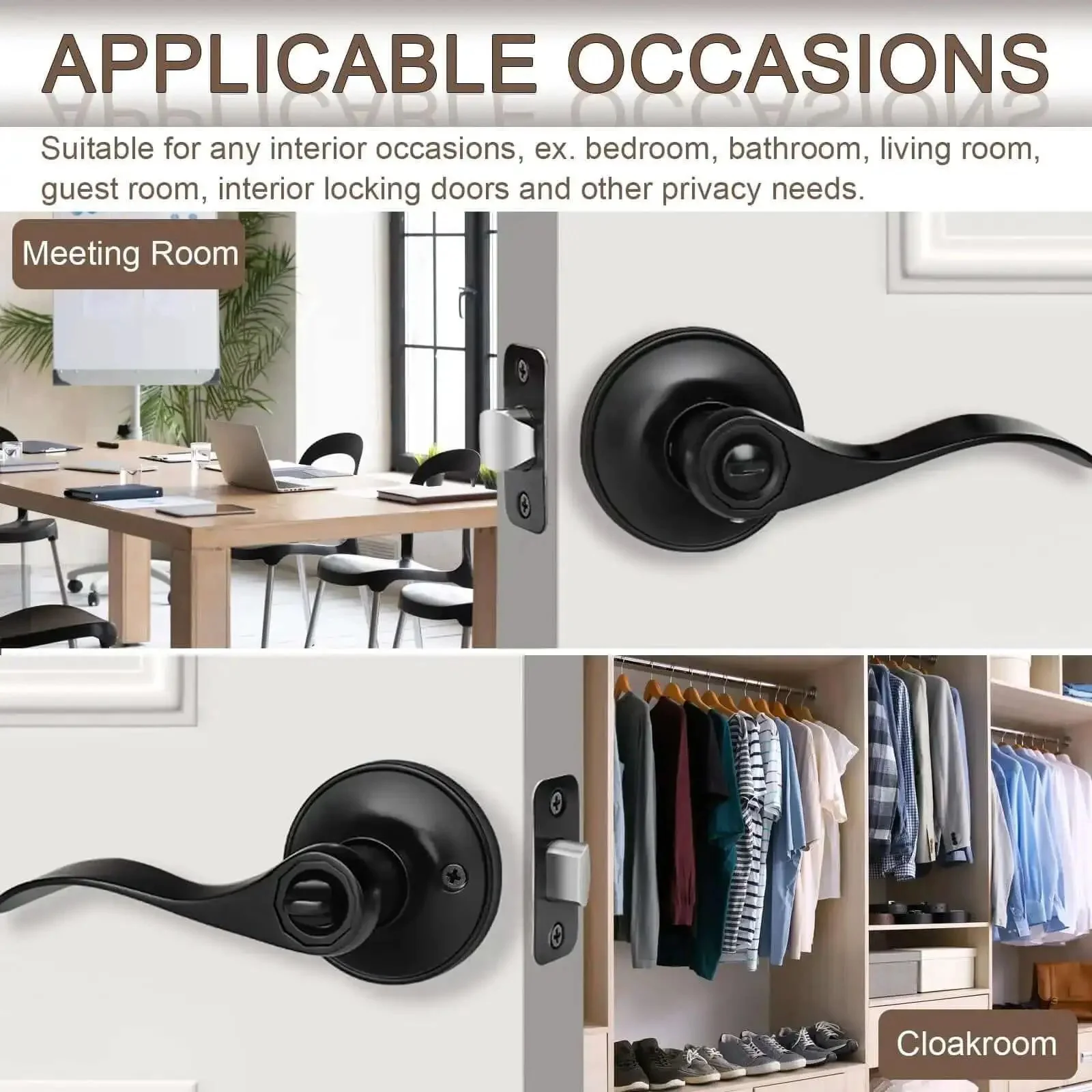 Matte Black Door Handles Set 10 Pack Privacy Levers Built Tough For Everyday Use Heavy Duty Interior Door Knobs Reversible Wave Lever Design For Bedroom And Bath Sleek Modern Hardware For A Clean Modern Look - Image 3