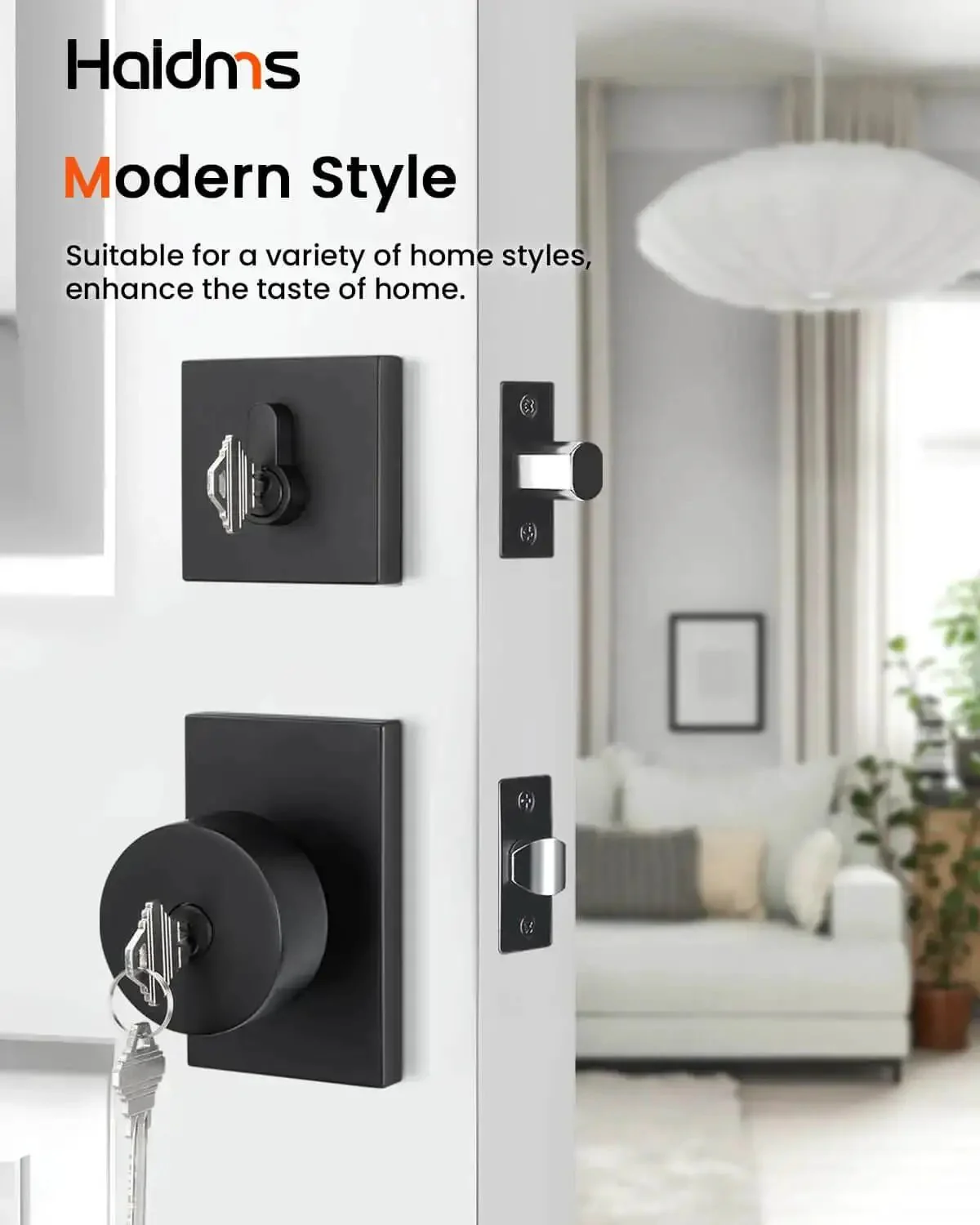 Matte Black Exterior Door Lock Set With Deadbolt, Built To Last, Front Door Knob With Lock And Key, Reversible Entry Hardware, Modern Privacy Lockset For Exterior Or Interior Doors - Image 8