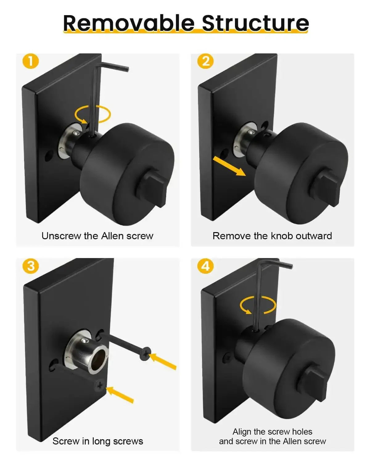 Matte Black Exterior Door Lock Set With Square Contemporary Knob And Deadbolt, Heavy Duty Front Door Hardware For Security, Built To Last Entry Lock, 1 Pack, Modern Residential Hardware - Image 3