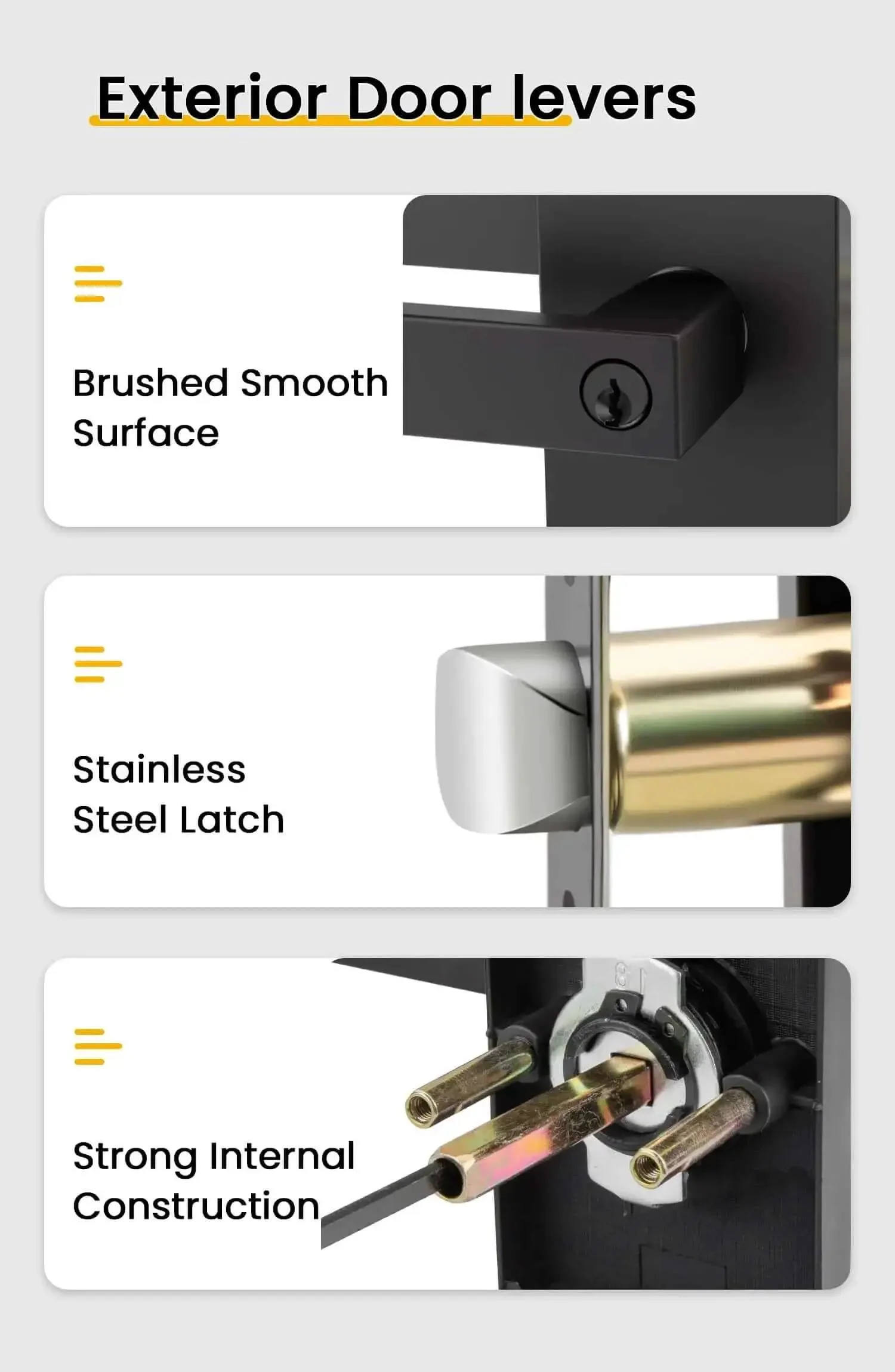 Matte Black Exterior Front Door Lock Set With Deadbolt Square Contemporary Design Heavy Duty Zinc Alloy Exterior Door Handle 1 Pack Built Tough For Modern Homes Sleek Security Upgrade - Image 4