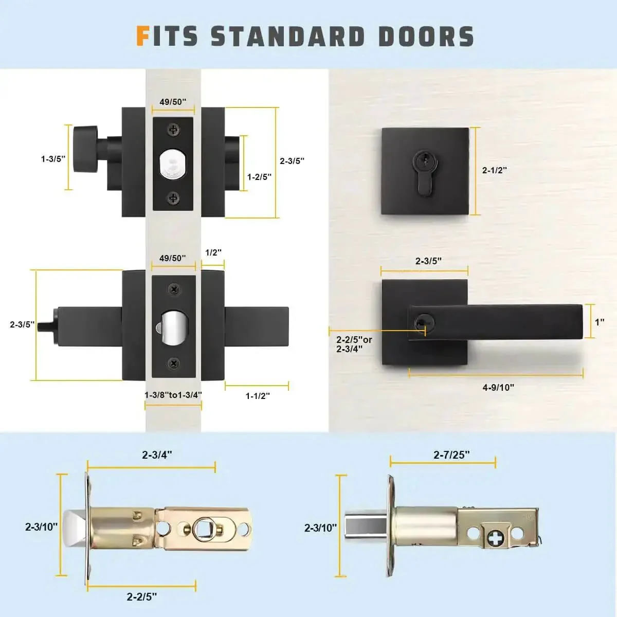 Matte Black Front Door Handle And Deadbolt Set With Keyed Entry Heavy Duty Exterior Lock Kit Single Cylinder Deadbolt Fits Left Or Right Handed Doors Easy Install For Home And Office Security - Image 4