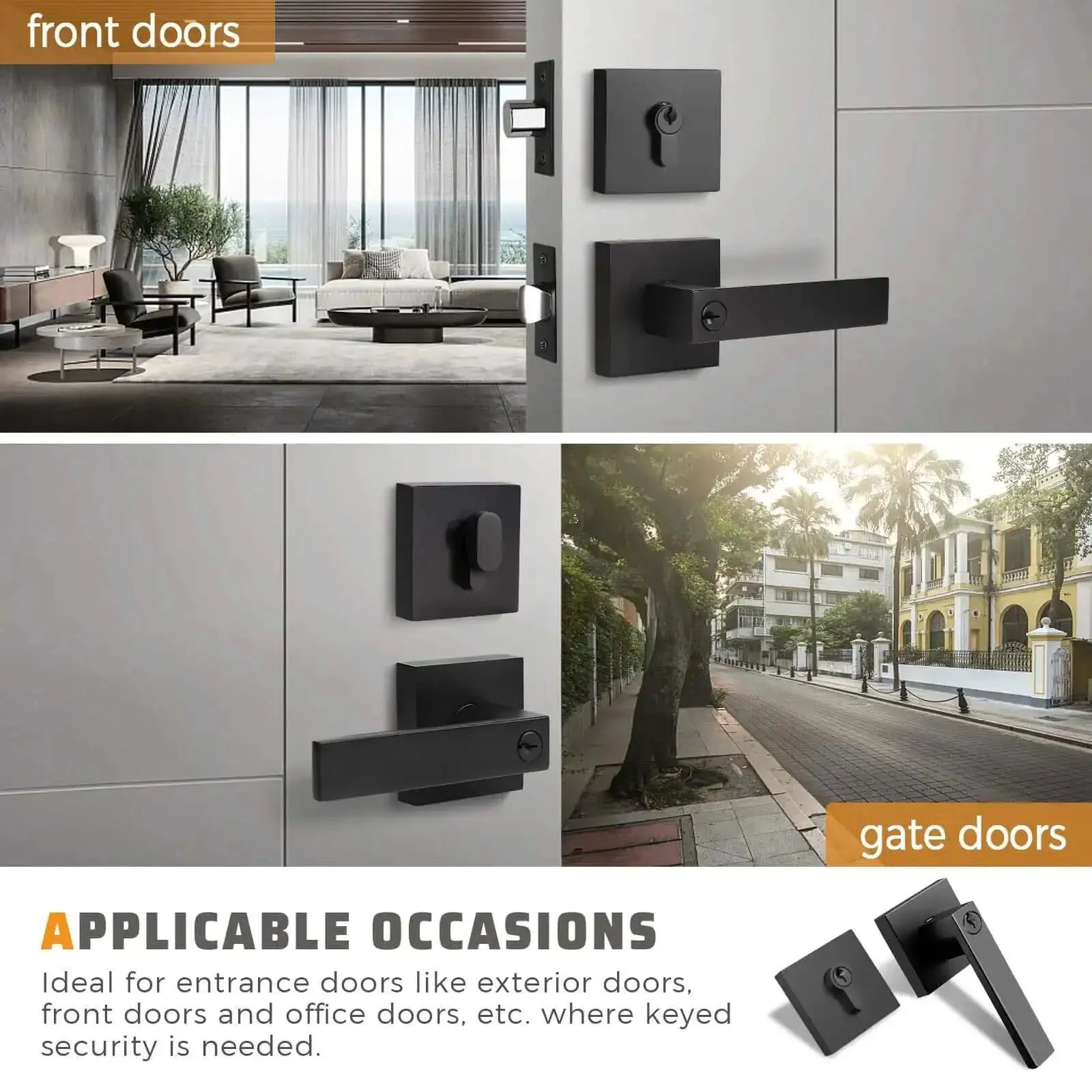 Matte Black Front Door Handle And Deadbolt Set With Keyed Entry Heavy Duty Exterior Lock Kit Single Cylinder Deadbolt Fits Left Or Right Handed Doors Easy Install For Home And Office Security - Image 6