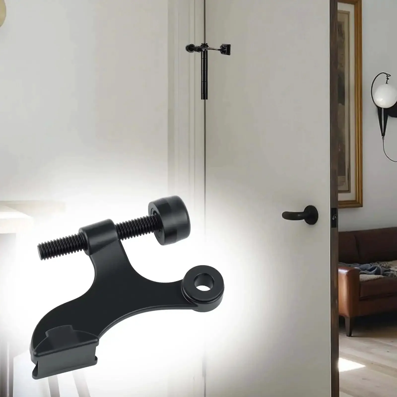Matte Black Hinge Pin Door Stopper Set 12 Pack Heavy Duty Adjustable Door Stops With Cushioned Plastic Bumper Tips Protect Walls And Doors From Scuffs And Dings Easy To Install Built Tough Durable Zinc Alloy Construction - Image 2