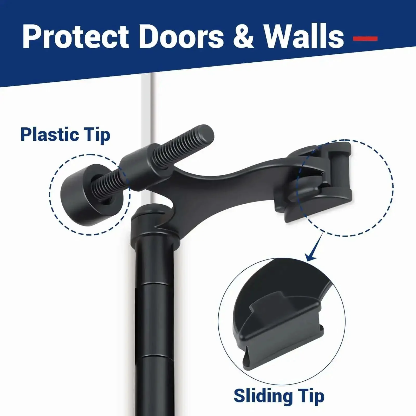 Matte Black Hinge Pin Door Stopper Set 12 Pack Heavy Duty Adjustable Door Stops With Cushioned Plastic Bumper Tips Protect Walls And Doors From Scuffs And Dings Easy To Install Built Tough Durable Zinc Alloy Construction - Image 4