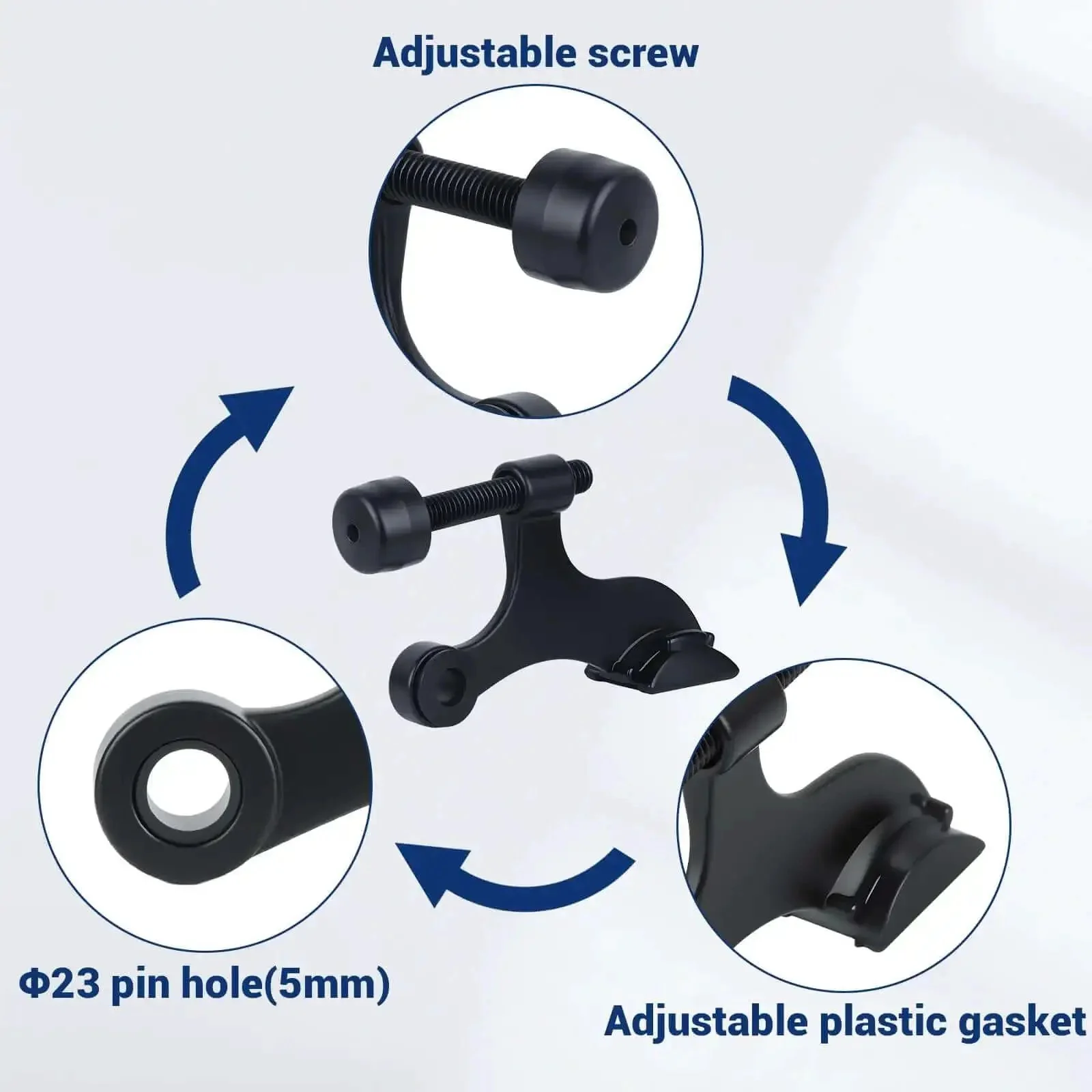 Matte Black Hinge Pin Door Stopper Set 12 Pack Heavy Duty Adjustable Door Stops With Cushioned Plastic Bumper Tips Protect Walls And Doors From Scuffs And Dings Easy To Install Built Tough Durable Zinc Alloy Construction - Image 5