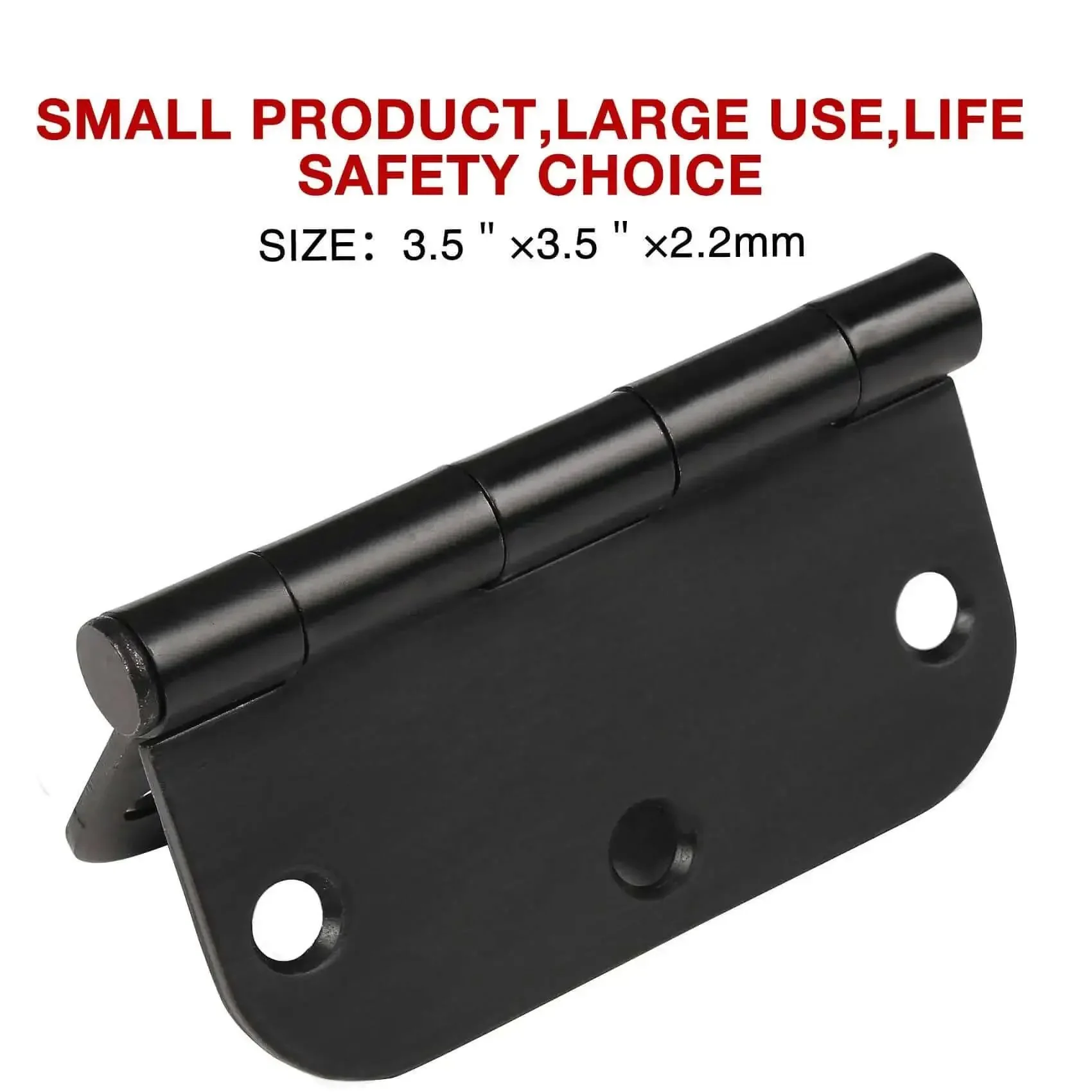 Matte Black Interior Door Hinges Set 3.5 Inch By 3.5 Inch With Five Eighth Radius Corners No Nonsense Heavy Duty Flat Iron Construction 270 Degree Swing Includes 36 Screws For Easy Install On Bedroom And Home Interior Doors - Image 2