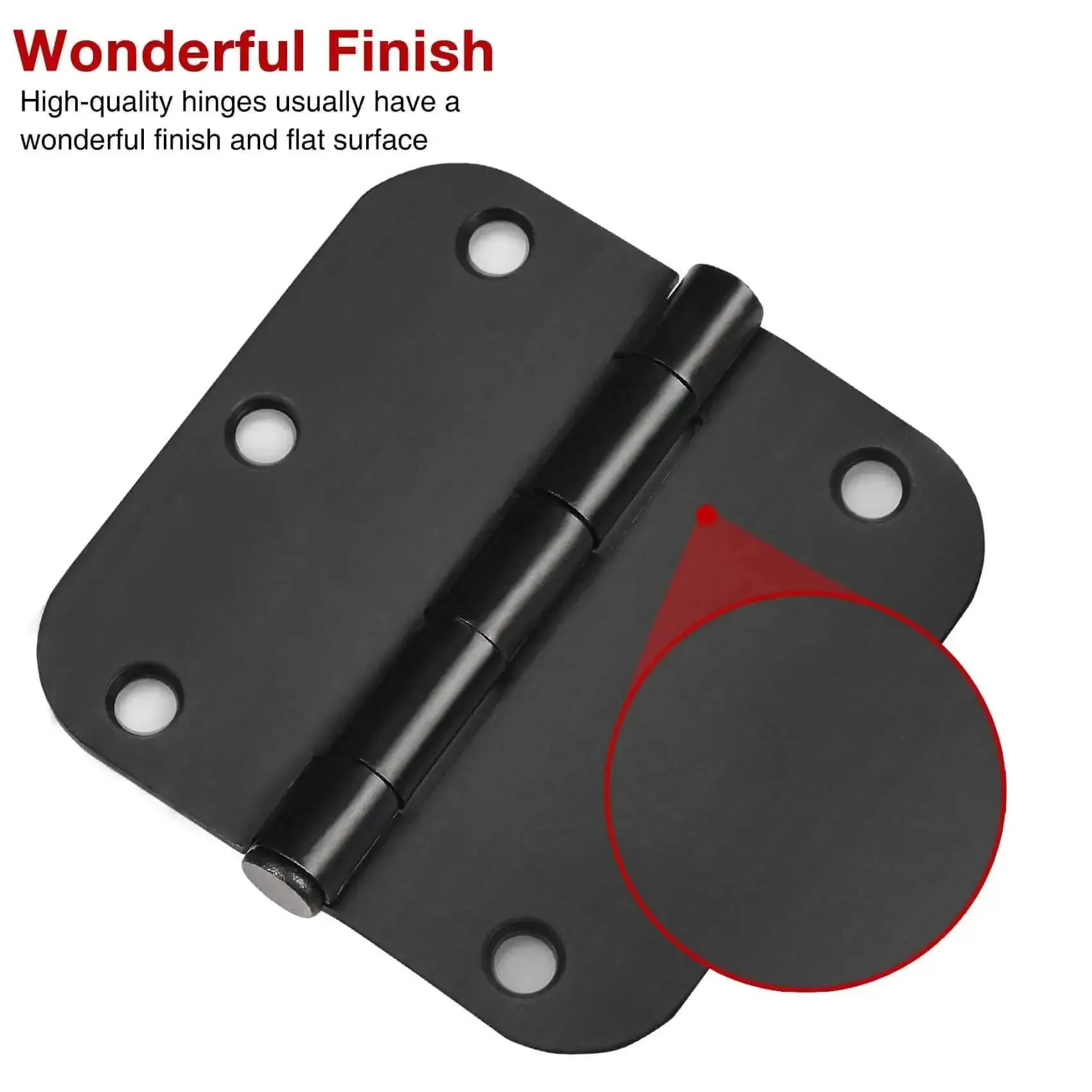 Matte Black Interior Door Hinges Set 3.5 Inch By 3.5 Inch With Five Eighth Radius Corners No Nonsense Heavy Duty Flat Iron Construction 270 Degree Swing Includes 36 Screws For Easy Install On Bedroom And Home Interior Doors - Image 6