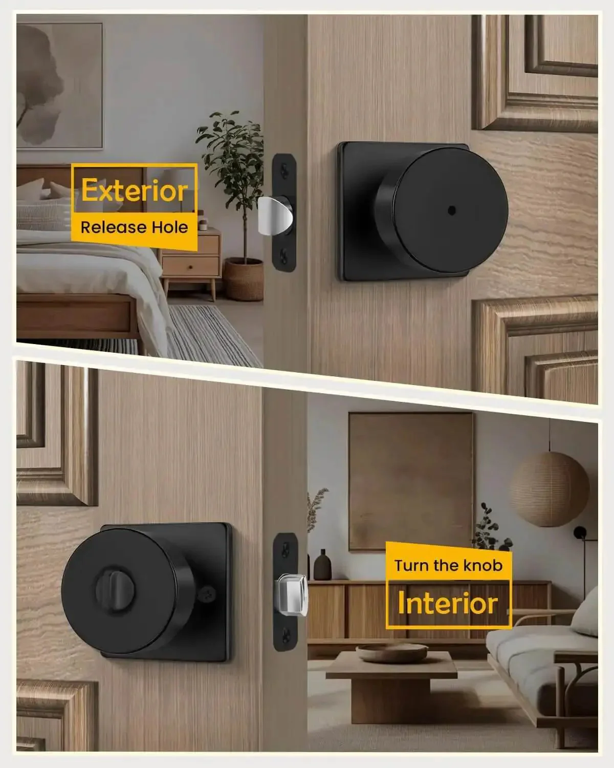 Matte Black Interior Door Knobs With Lock Privacy Bedroom And Bathroom Door Handles Keyless Heavy Duty Stainless Steel Interior Locking Knobs 10 Pack For Home Office And Living Spaces - Image 6