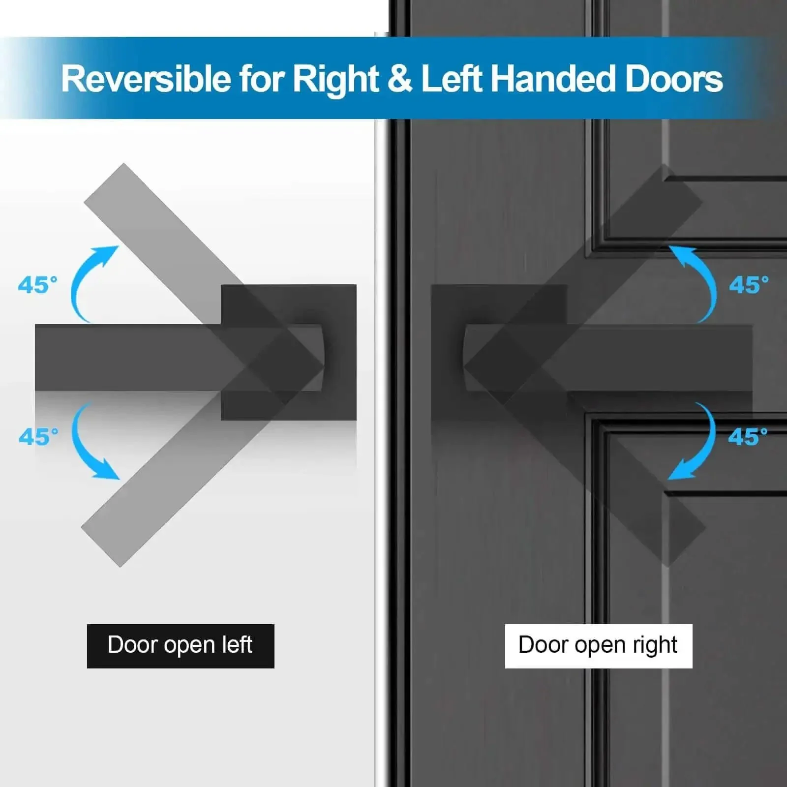 Matte Black Passage Door Lever Set Heavy Duty Square Interior Door Handles For Hallway And Closet Reversible Non Locking Levers For Right Or Left Doors Eight Pack - Image 2