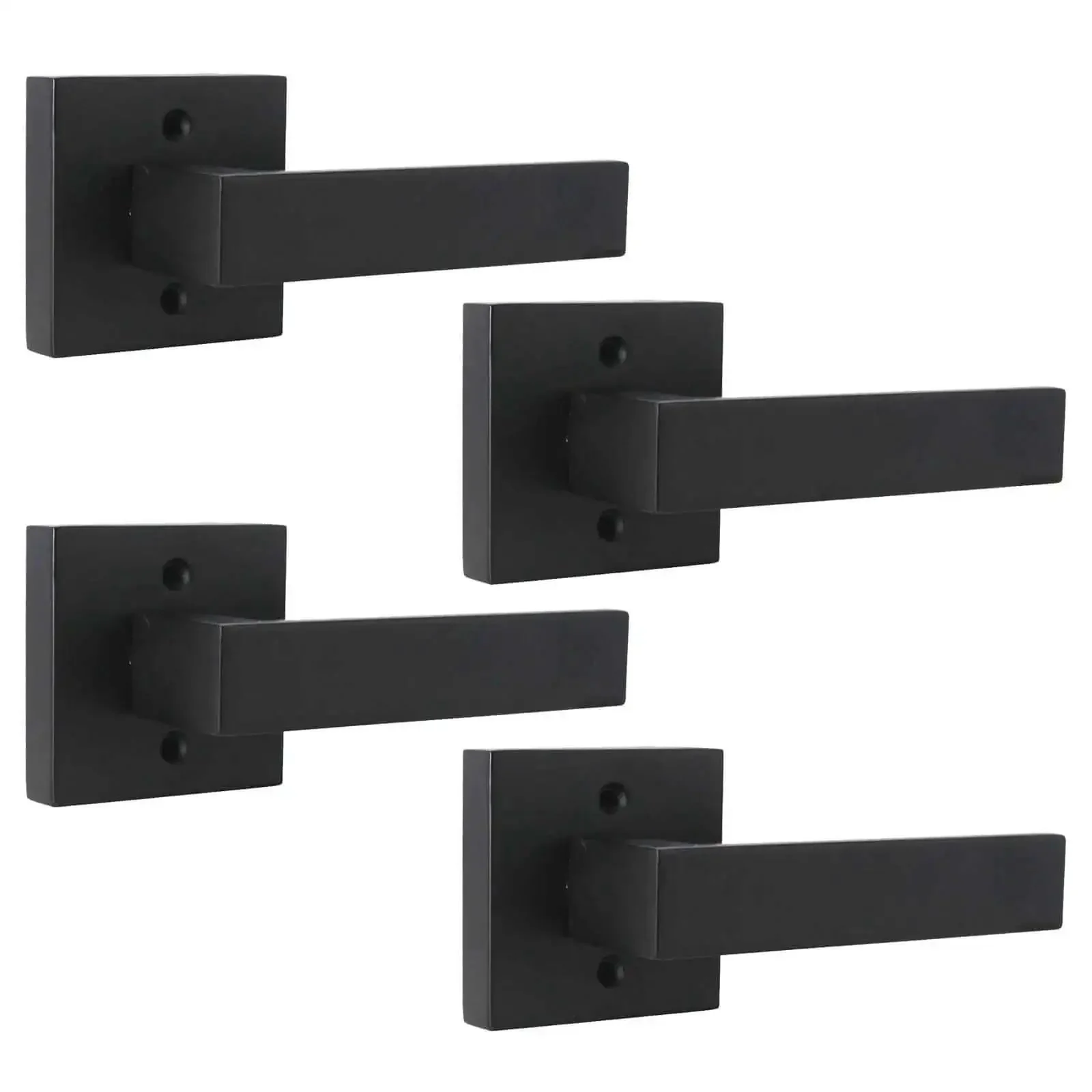 Matte Black Square Dummy Door Levers 4 Pack For French Doors And Closet Hardware Non Turning Exposed Screws Heavy Duty Zinc Alloy Half Dummy Handles For Pantry Balcony And Interior Doors