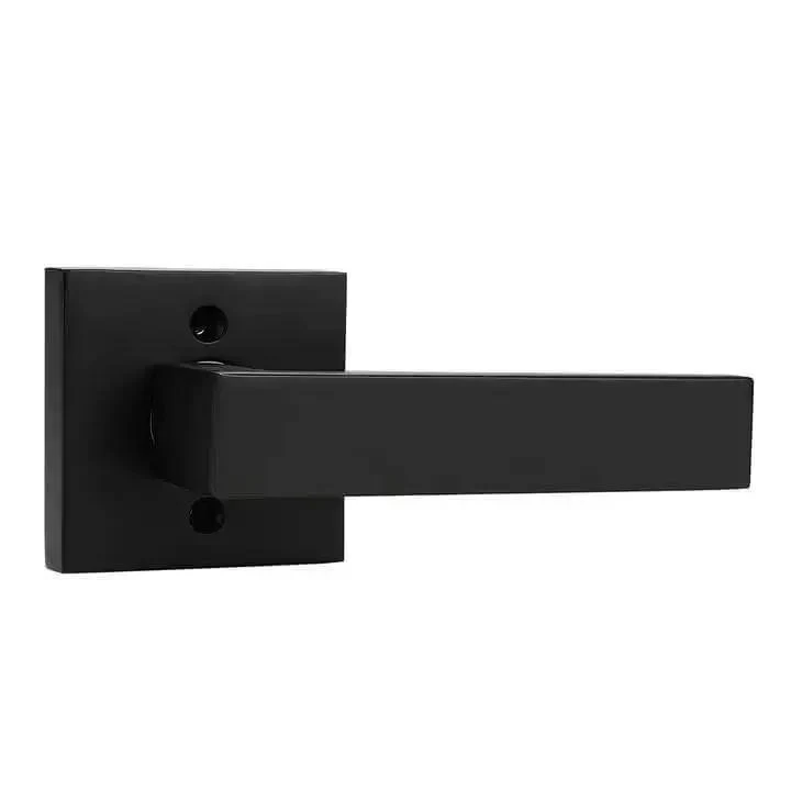 Matte Black Square Dummy Door Levers 4 Pack For French Doors And Closet Hardware Non Turning Exposed Screws Heavy Duty Zinc Alloy Half Dummy Handles For Pantry Balcony And Interior Doors - Image 2