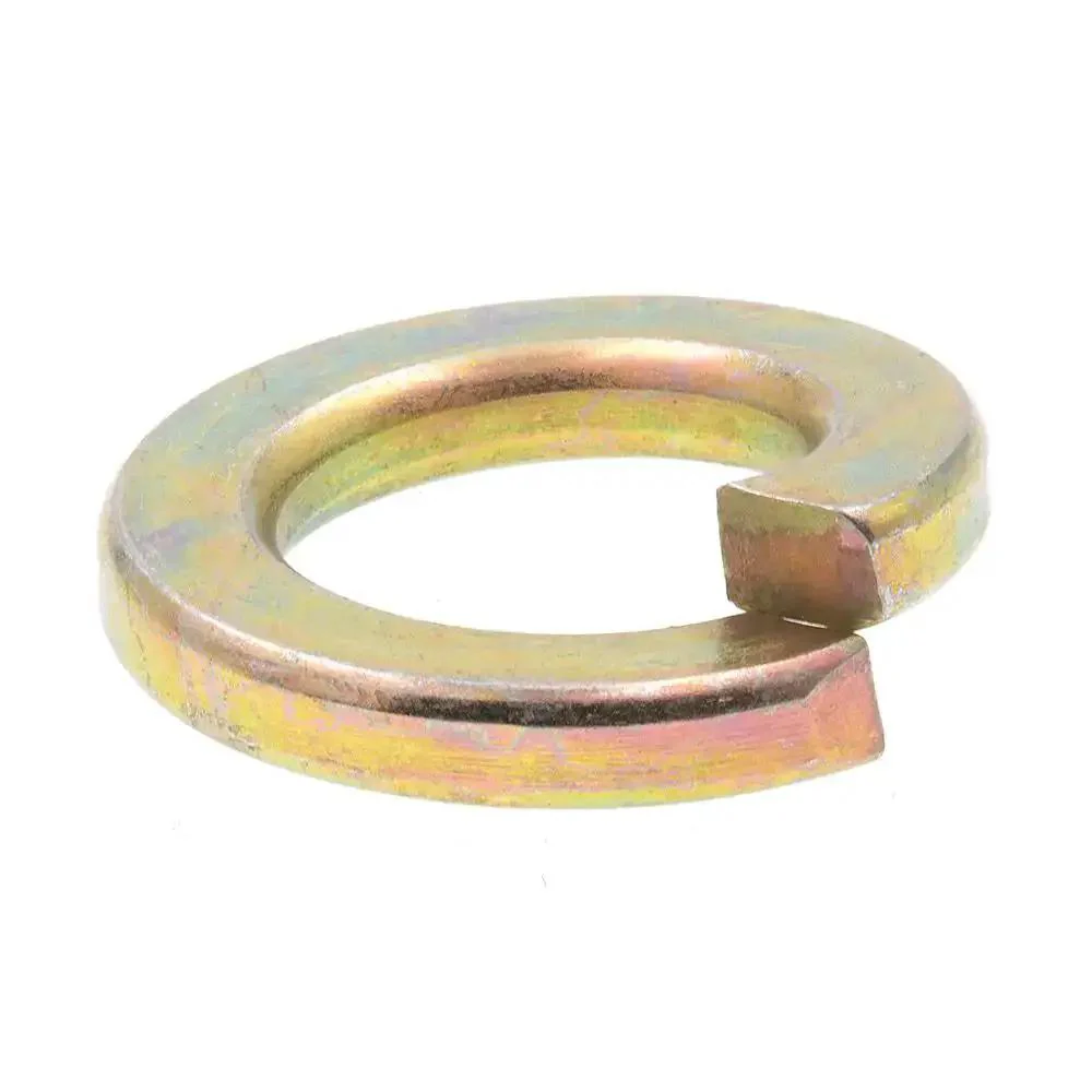 Medium Split Lock Washers One Half Inch Grade 8 Yellow Zinc Plated Steel Ten Pack For Vibration Resistance And Nut Security Adds Spring Tension And Friction To Prevent Loosening On Fasteners