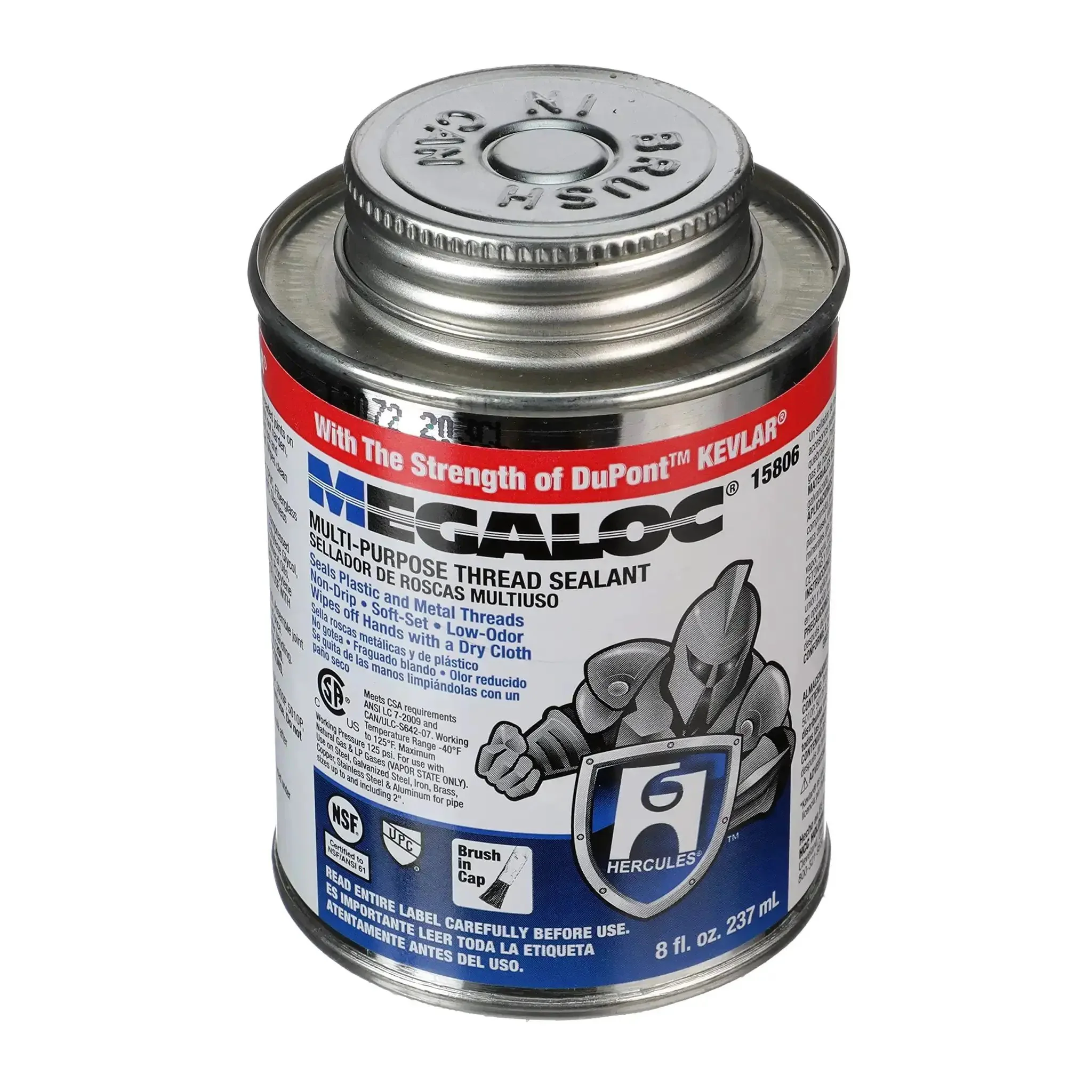 Megaloc Multi-Purpose Thread Sealant Can Blue Liquid Paste 8 Oz 236 Ml One Half Pint Kevlar Reinforced No Odor Non Flammable Wipes Clean From Hands And Tools Ideal For Plumbing And Machinery