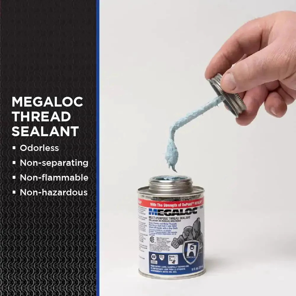 Megaloc Multi-Purpose Thread Sealant Can Blue Liquid Paste 8 Oz 236 Ml One Half Pint Kevlar Reinforced No Odor Non Flammable Wipes Clean From Hands And Tools Ideal For Plumbing And Machinery - Image 2