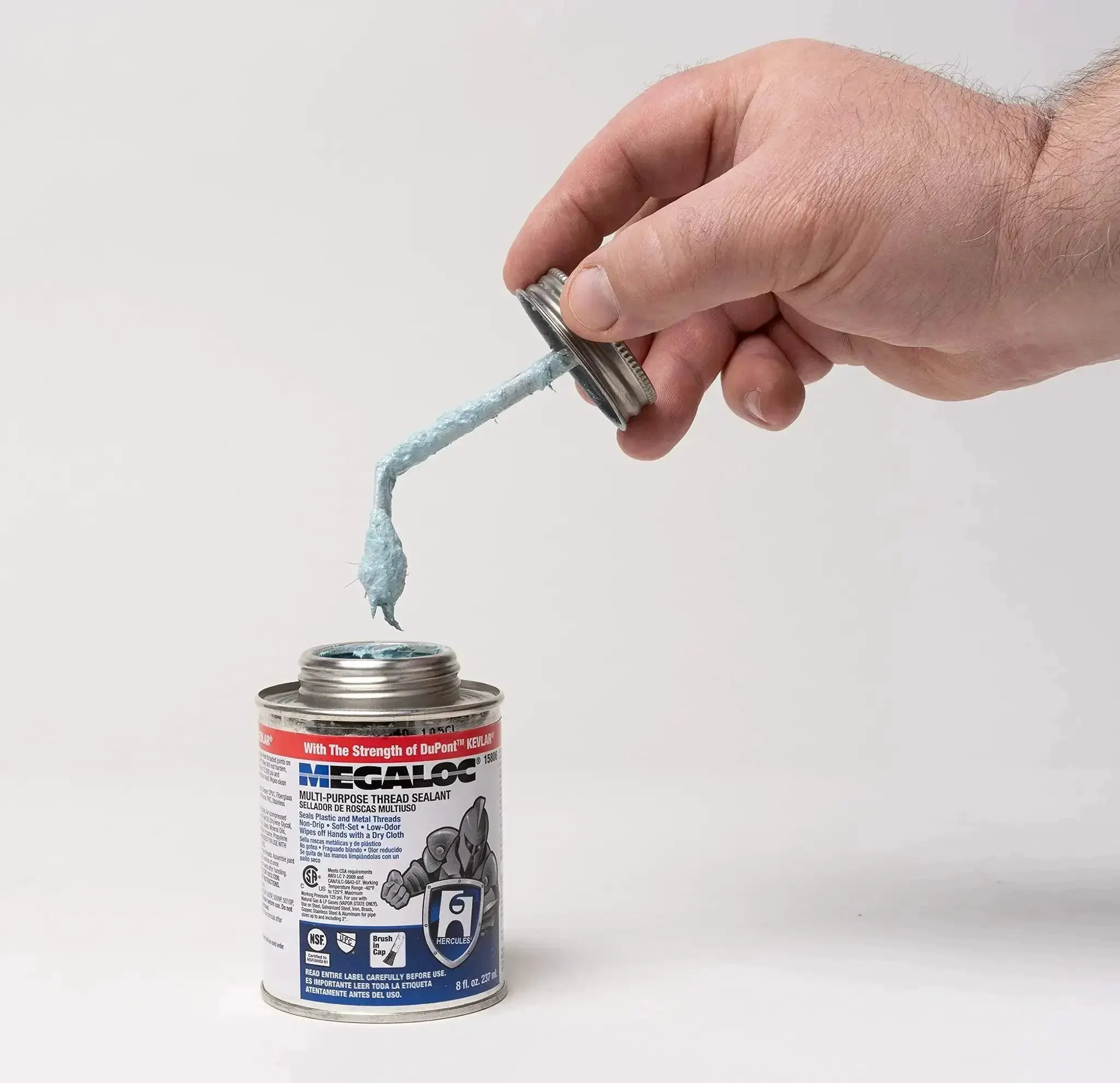 Megaloc Multi-Purpose Thread Sealant Can Blue Liquid Paste 8 Oz 236 Ml One Half Pint Kevlar Reinforced No Odor Non Flammable Wipes Clean From Hands And Tools Ideal For Plumbing And Machinery - Image 6