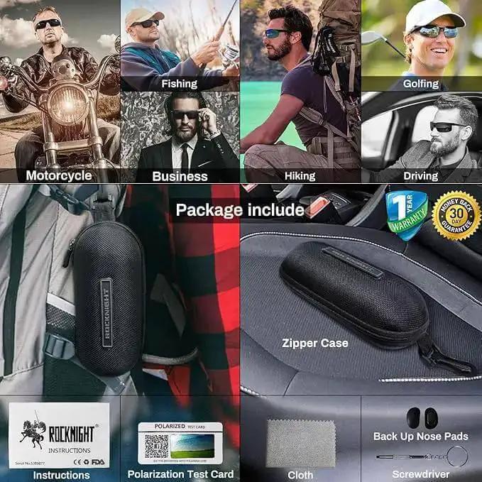Men's Polarized Sunglasses With UV400 Protection And Anti Glare Lenses, Sick Aluminum Magnesium Frame, Blue Light Filter, Perfect For Driving, Fishing, Golfing, Includes Spare Nose Pads And Case - Image 4