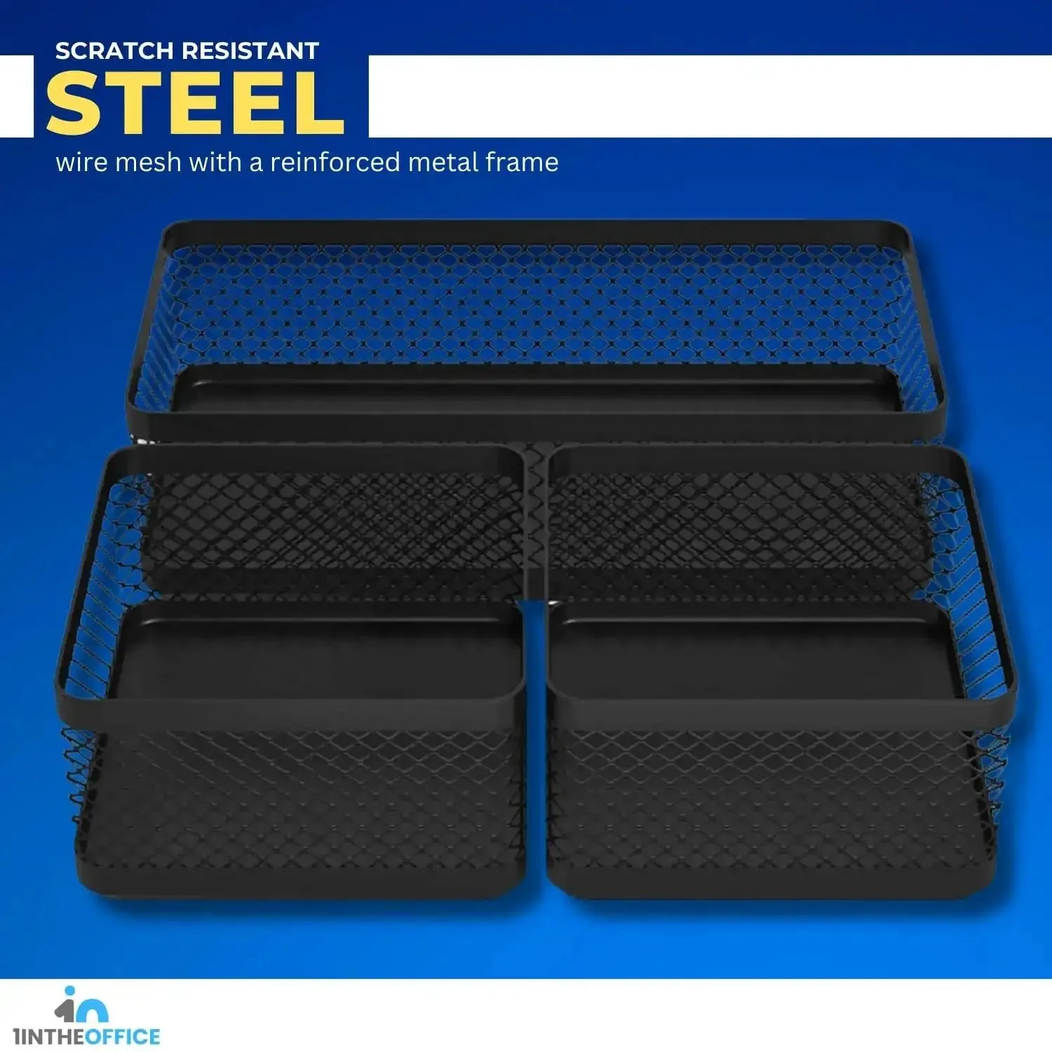 Mesh Desk Drawer Organizer Tray With 3 Stackable Compartments In Matte Black Keeps Pens Clips Sticky Notes And Small Office Essentials Neat Within Reach And Clutter Free For A Clean Workspace - Image 4