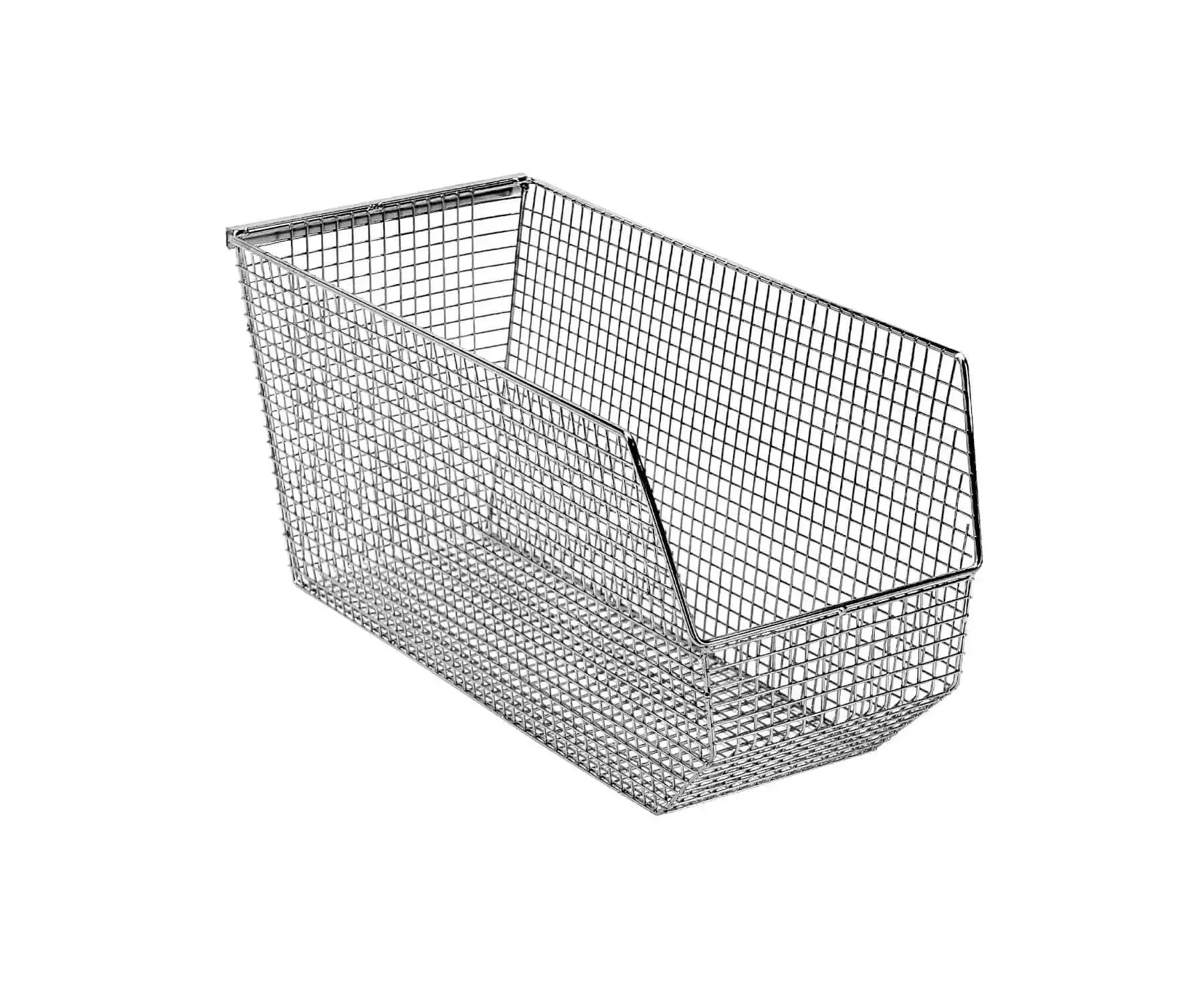 Mesh Stack And Hang Part Organizer Chrome Bins For Garage And Workshop See Through Heavy Duty Wire Storage Bins 5 Pack Grab And Go Ready Seventeen And Three Quarters Inches Long By Eight And One Eighth Inches Wide By Nine Inches High