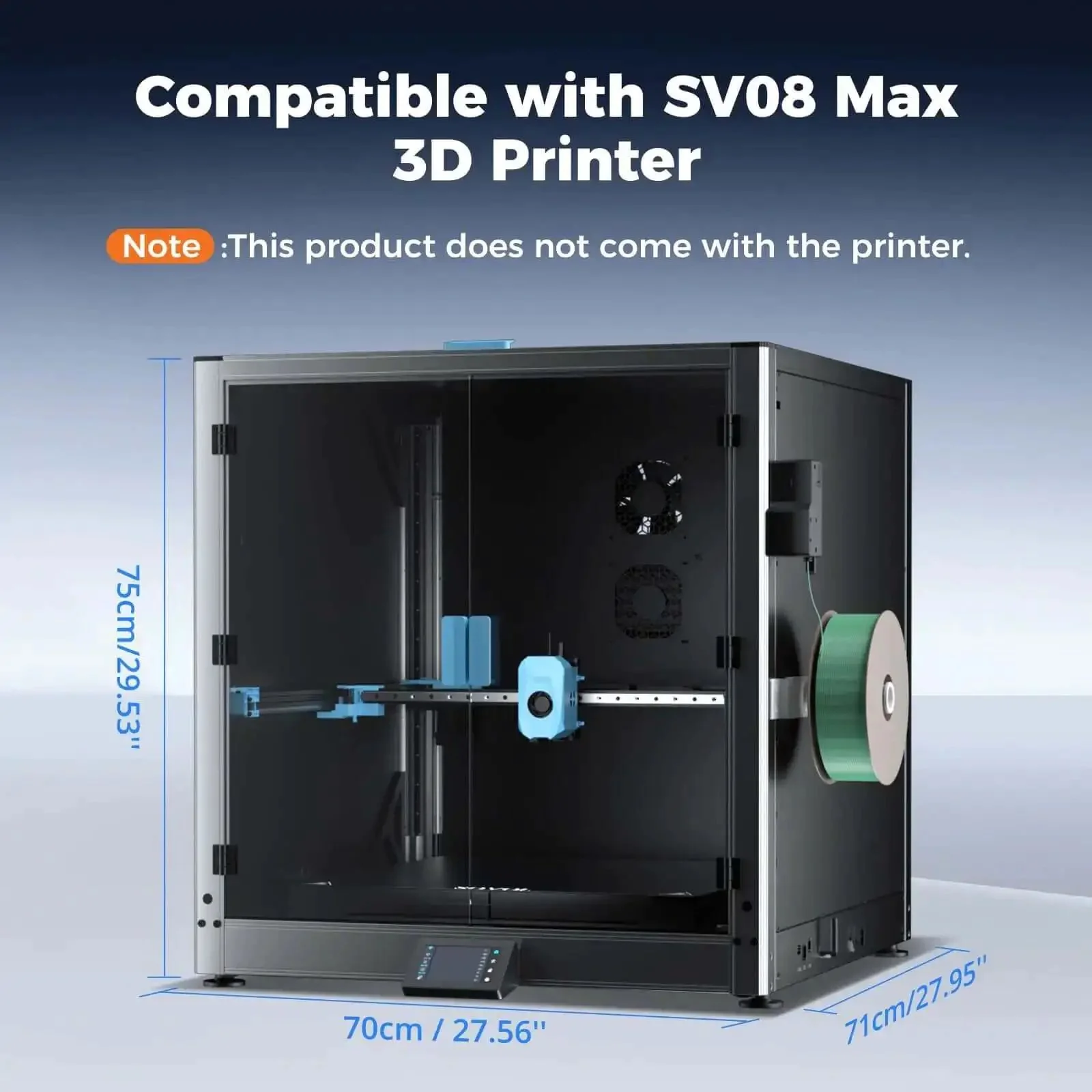 Metal And Tempered Glass Open Enclosure With Drag Chain And Filter Fan For SV08 Max 3D Printer Stable Temperature With Optional Heating Module Not For 500mm Tall Prints Without Height Boost STL - Image 5