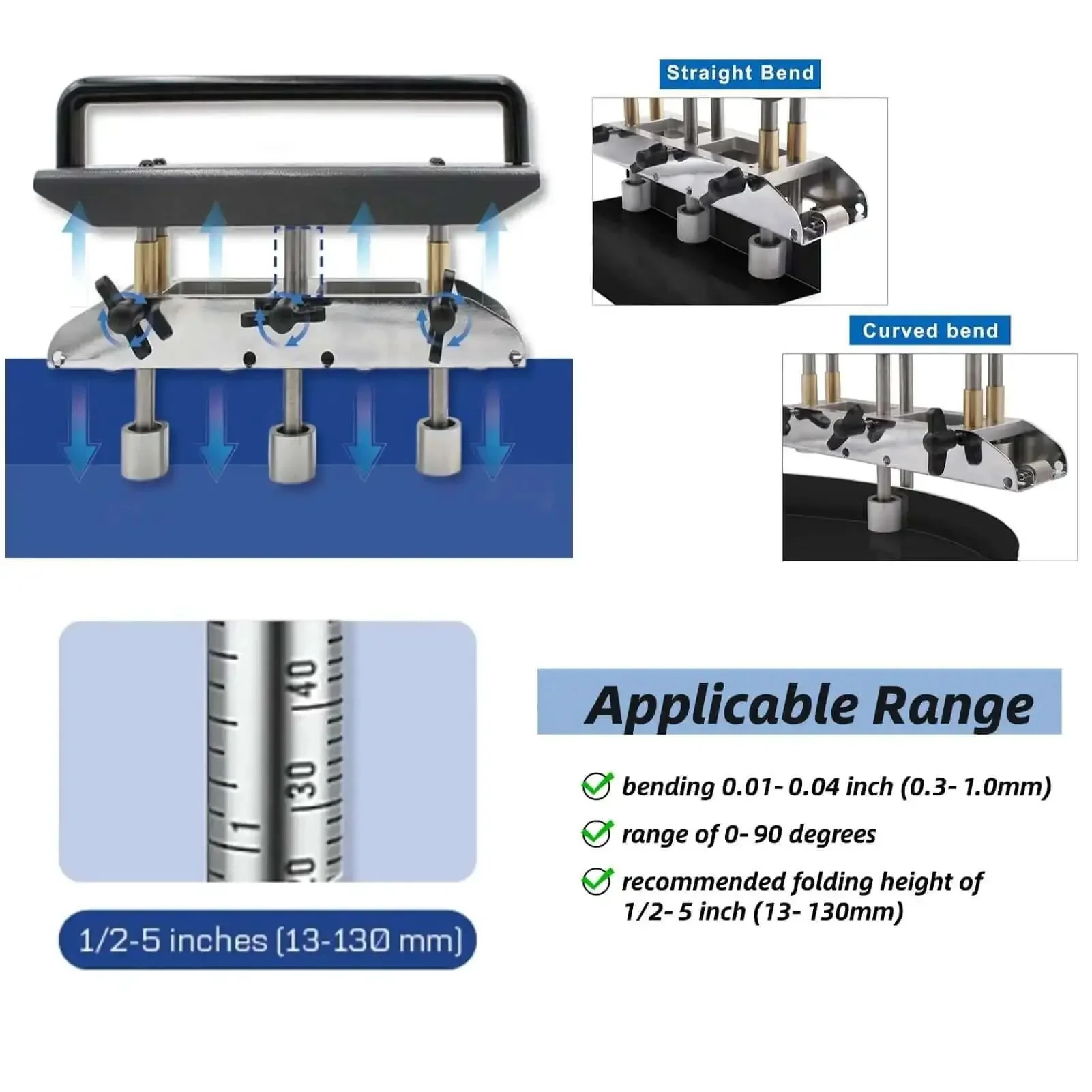 Metal Bending Tool With Three Station Roller For Roofing Sheets 0.3 To 1.0mm Thickness 13 To 130mm Fold Height V Shaped Roller Clamps For Steel Aluminum Copper Pro Grade - Image 7