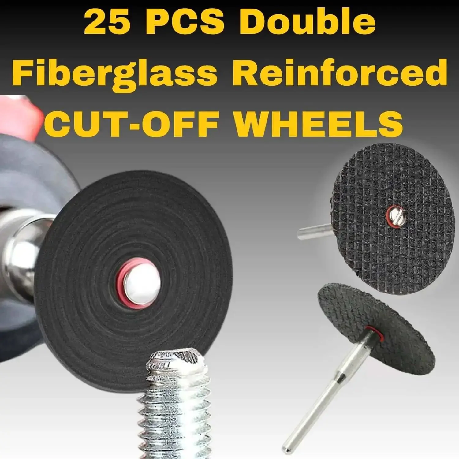 Metal Cutting Discs For Rotary Tools 25 Piece Cut Off Wheel Set With Double Reinforced Fiberglass For Tough As Nails Heavy Duty And High Speed Metal And Plastic Bolt Cutting Thin One And A Quarter Inch Cutting Wheels And One Eighth Inch Mandrels - Image 3