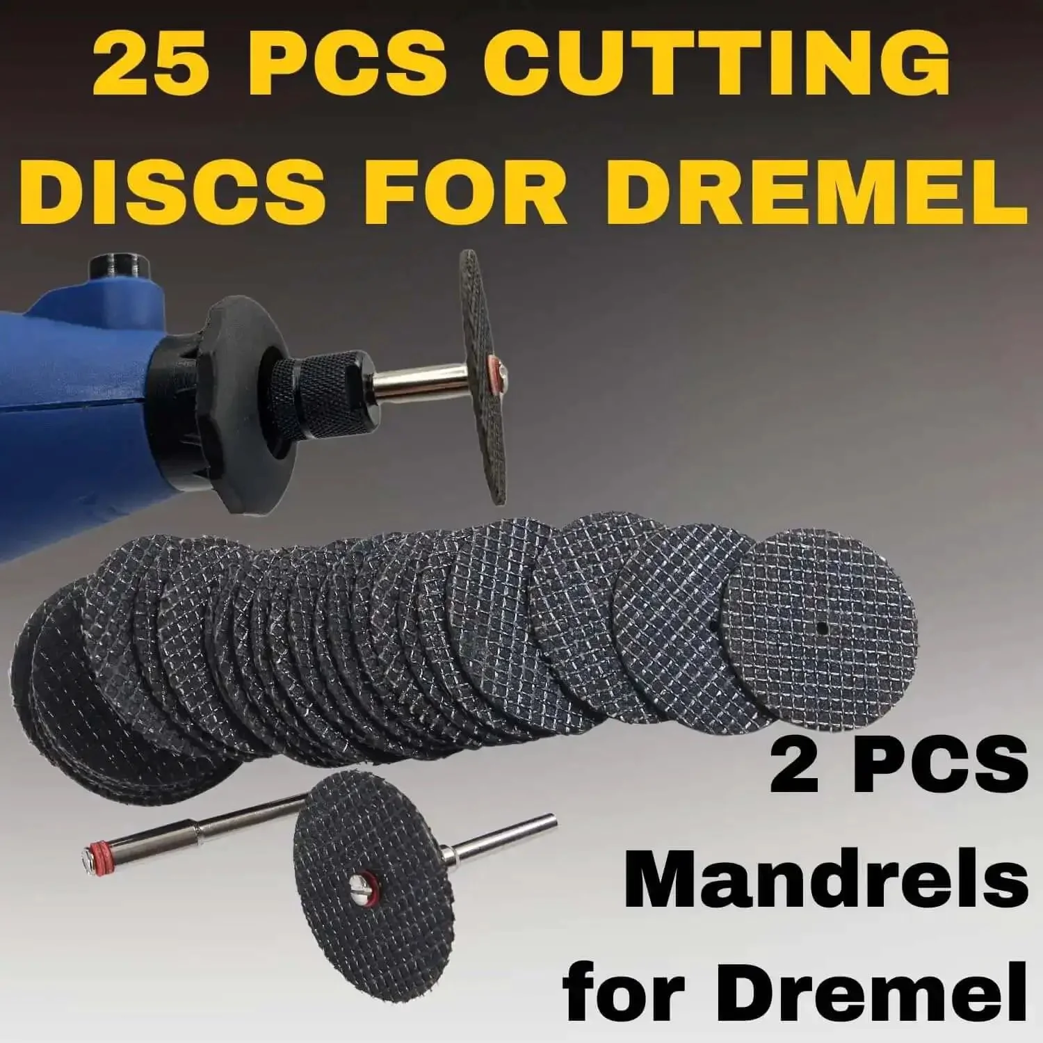 Metal Cutting Discs For Rotary Tools 25 Piece Cut Off Wheel Set With Double Reinforced Fiberglass For Tough As Nails Heavy Duty And High Speed Metal And Plastic Bolt Cutting Thin One And A Quarter Inch Cutting Wheels And One Eighth Inch Mandrels - Image 4