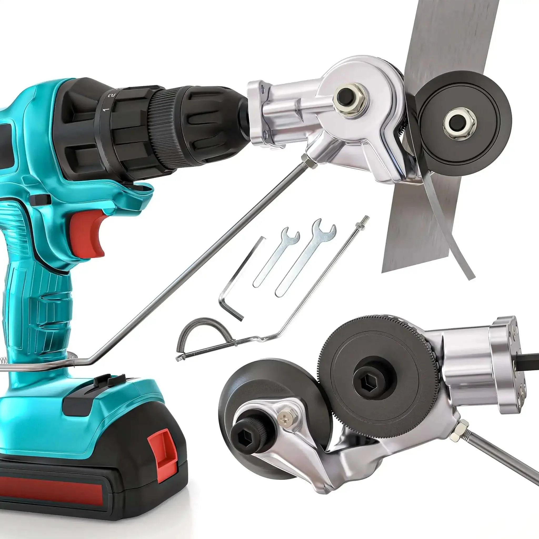 Metal Nibbler Drill Attachment For Electric Drills Deluxe Plate Cutter Attachment 2023 Model Easy To Use No Fuss Sheet Metal Cutting Fits Standard Chuck Durable Steel Construction