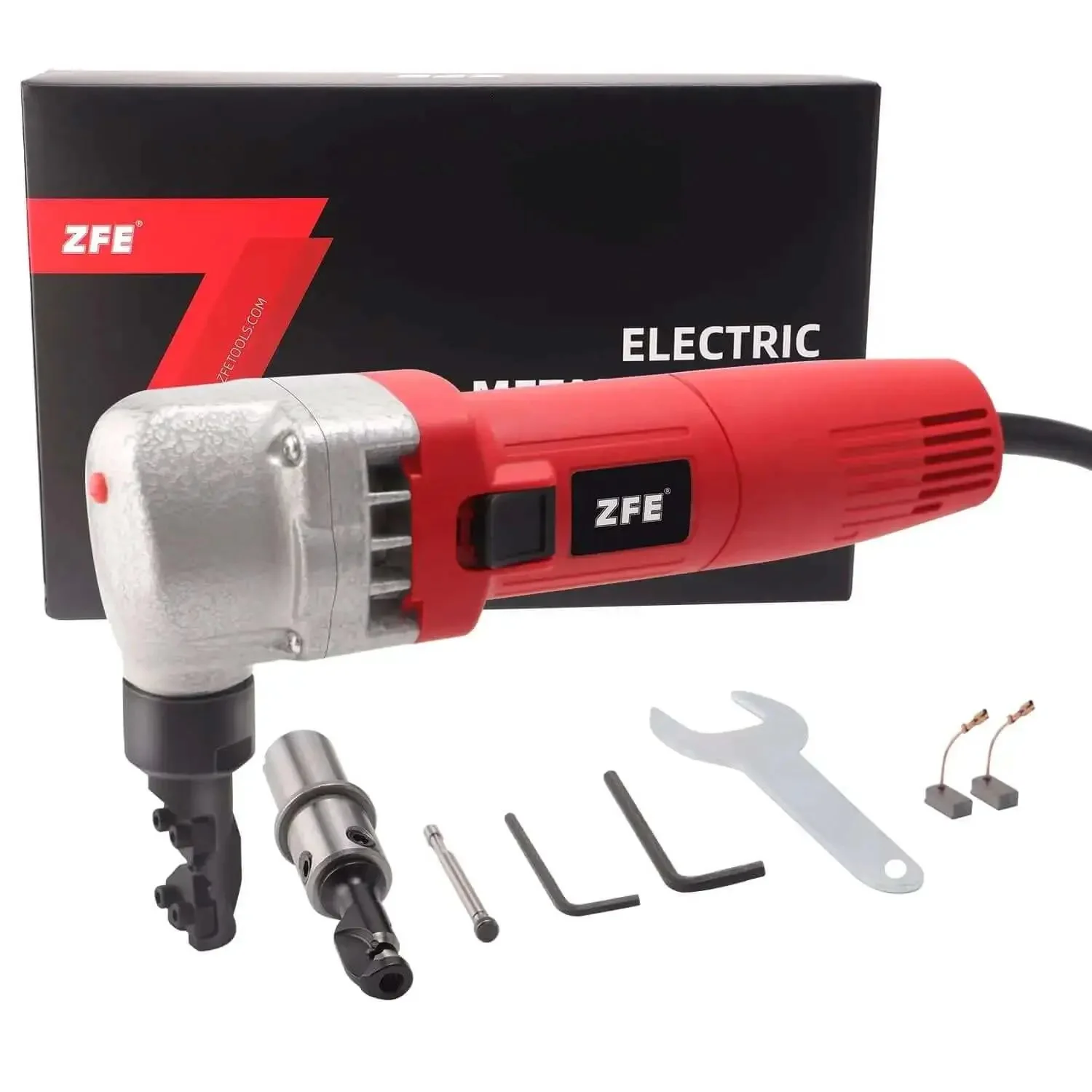 Metal Nibbler For Sheet Metal Cutting, 380W Power, 1700 RPM High Speed Rotor, Eats Through Stainless Steel, Aluminum, And Plastic, 0.5-1.8 mm Steel, 0.5-1.2 mm Stainless, Slim Grip, Case Included