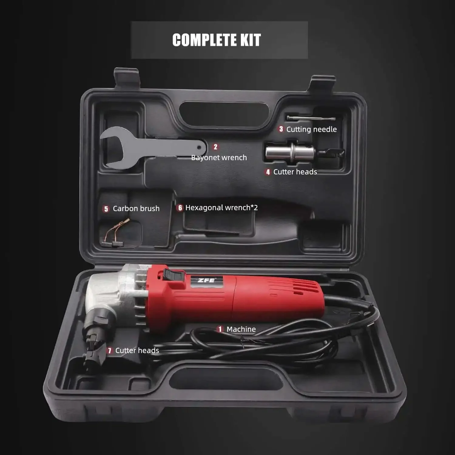 Metal Nibbler For Sheet Metal Cutting, 380W Power, 1700 RPM High Speed Rotor, Eats Through Stainless Steel, Aluminum, And Plastic, 0.5-1.8 mm Steel, 0.5-1.2 mm Stainless, Slim Grip, Case Included - Image 4