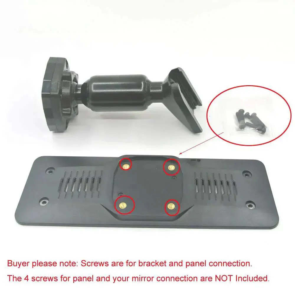 Metal Rear View Mirror Back Plate Panel And Dash Cam Mount Arm For Car DVR Replacement Strap Free Bracket Fits 9.66 Inch Or 10 Inch Mirrors With 13cm By 2.4cm Screw Spacing Black Durable ABS Back Plate - Image 3