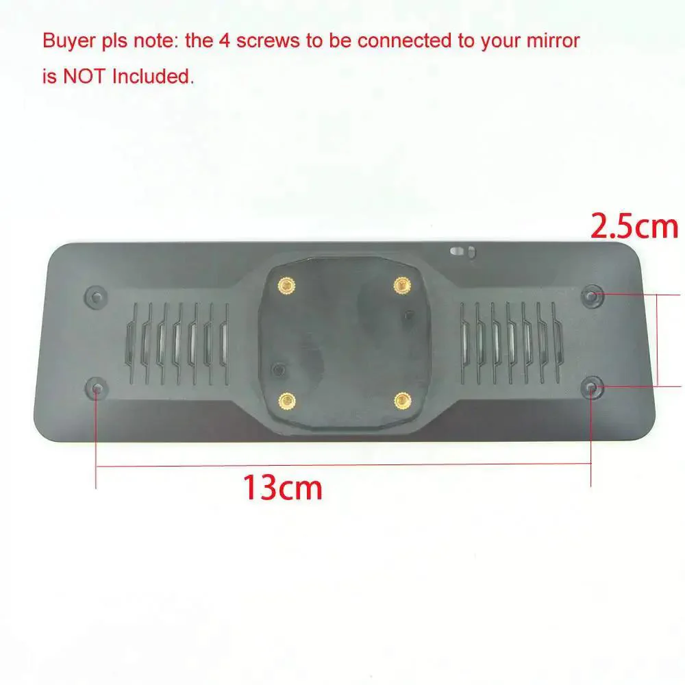 Metal Rear View Mirror Back Plate Panel And Dash Cam Mount Arm For Car DVR Replacement Strap Free Bracket Fits 9.66 Inch Or 10 Inch Mirrors With 13cm By 2.4cm Screw Spacing Black Durable ABS Back Plate - Image 4