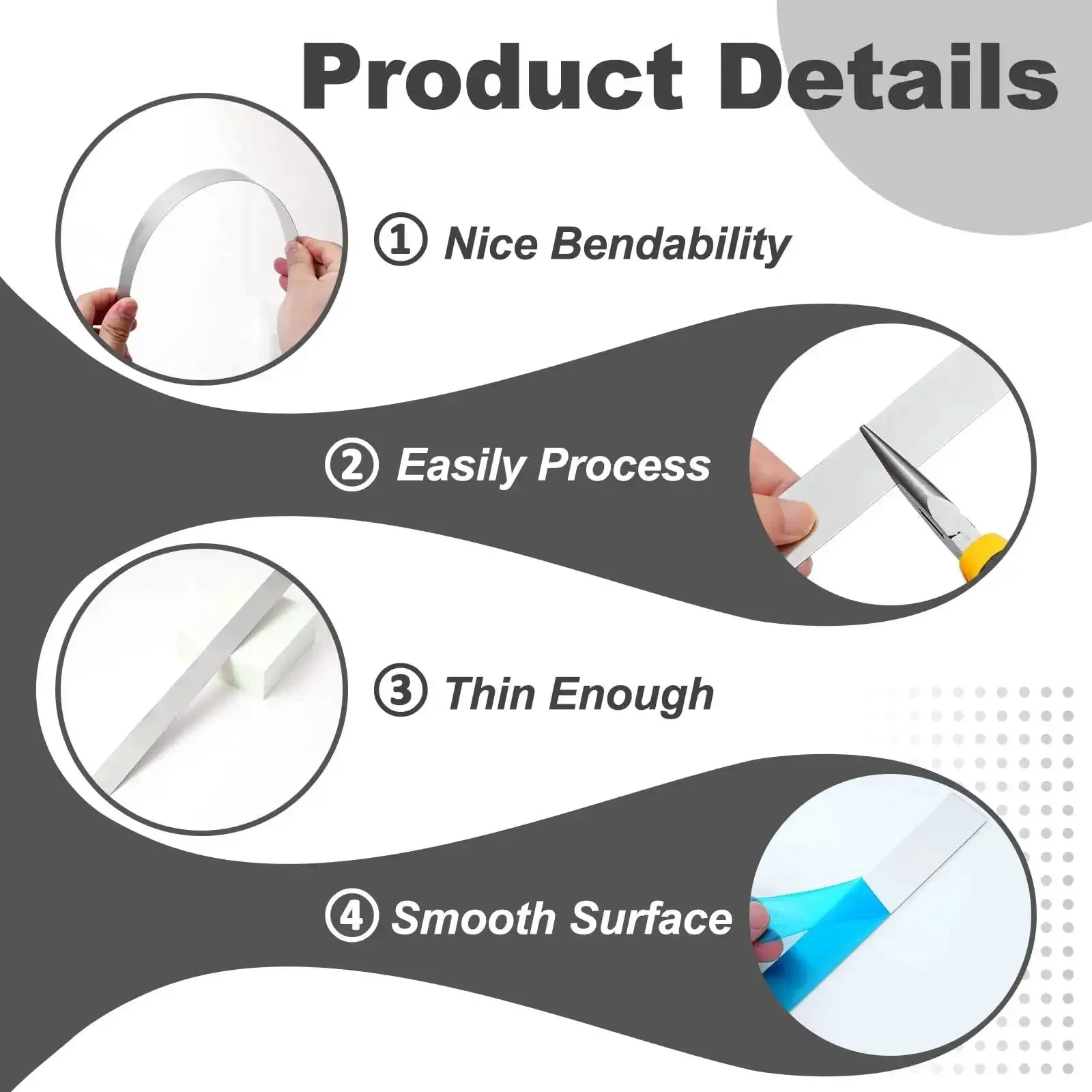 Metal Shim Set Of 10 Stainless Steel Strips In Mirror Silver Finish, 12 Inch Long And 1 Inch Wide, 0.02 Inch Thick Gap Filler And Trim For DIY Projects, Stick On, Durable And Easy To Cut - Image 5