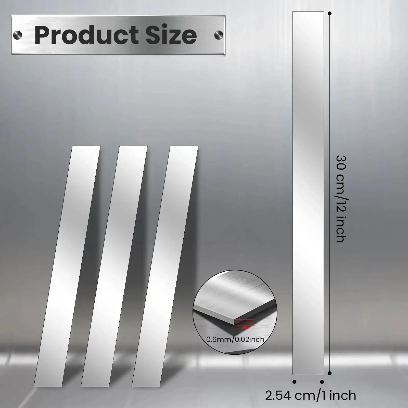 Metal Shim Set Of 10 Stainless Steel Strips In Mirror Silver Finish, 12 Inch Long And 1 Inch Wide, 0.02 Inch Thick Gap Filler And Trim For DIY Projects, Stick On, Durable And Easy To Cut - Image 6