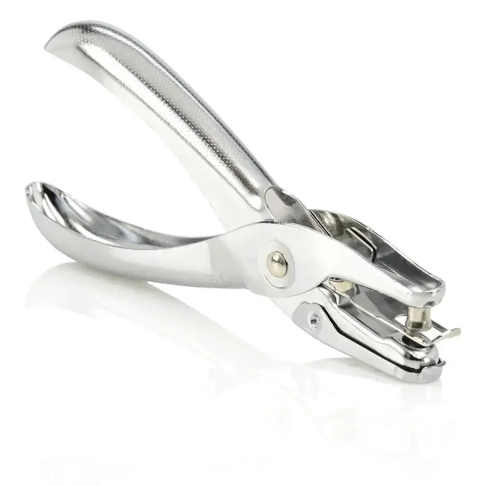 Metal Single Hole Punch for Home Office Punches up to Five Sheets at a Time One Quarter Inch Holes Handheld Chrome Puncher Durable Classic Design with Easy Cleanup