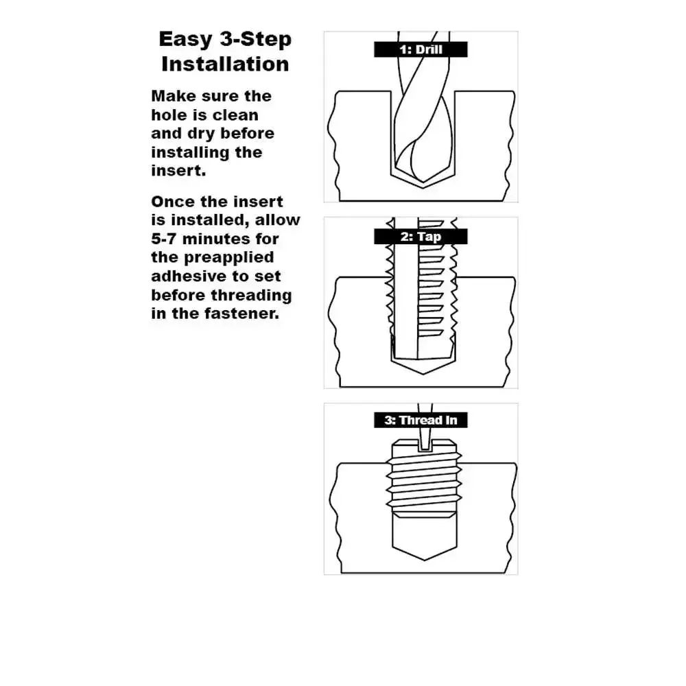 Metal Thread Repair Kit With Stainless Steel Threaded Inserts For Standard Wall 3/8-16 x 9/16-12, Fast Damaged-Thread Fix, Reinforces Tapped Holes In Metal, Easy, Durable, All-In-One Tool Set - Image 3