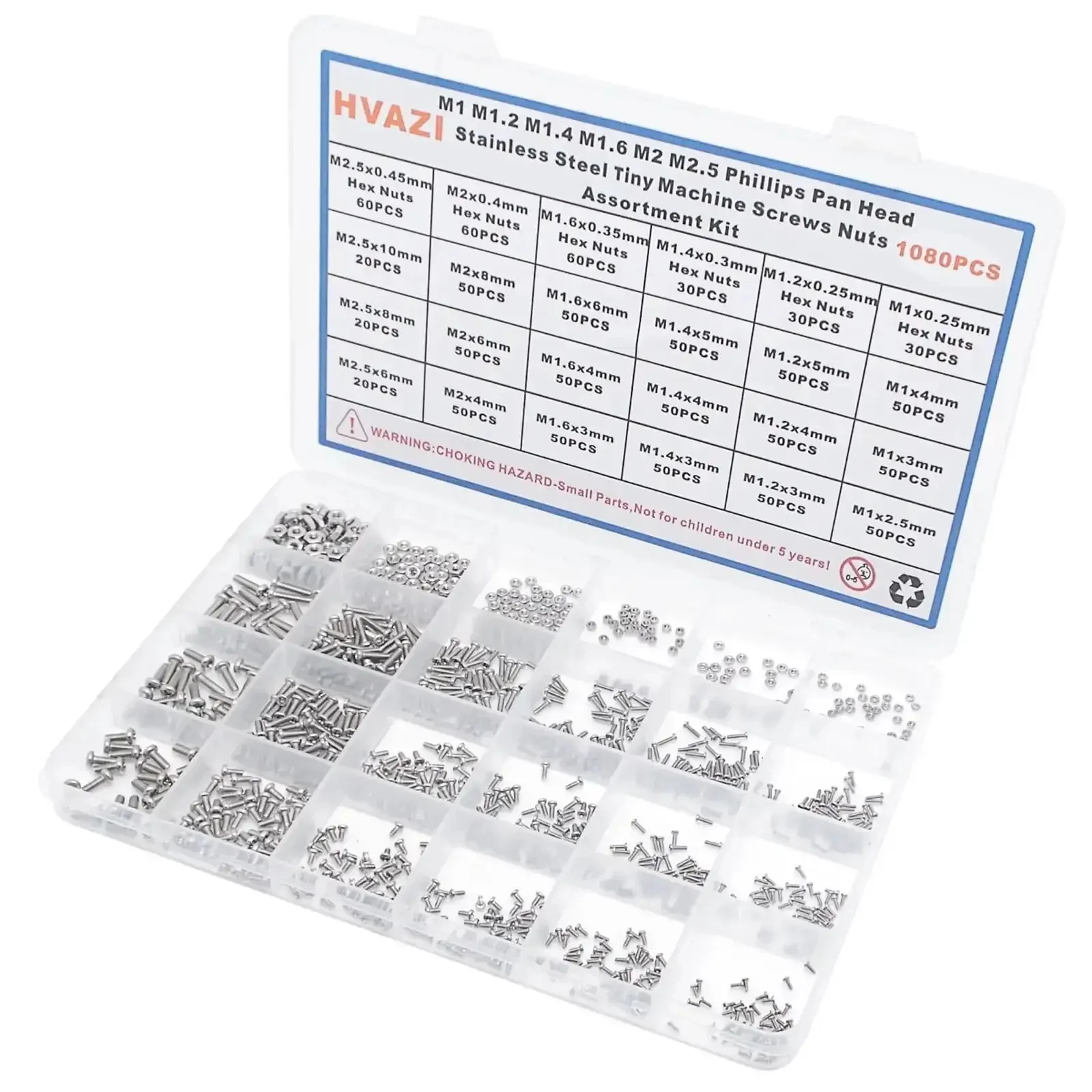 Metric Tiny Machine Screws And Nuts Set M1 M1.2 M1.4 M1.6 M2 M2.5 304 Stainless Steel Phillips Pan Head Assortment Kit For Electronics, Diy Style Projects, And Repairs Today - Image 3
