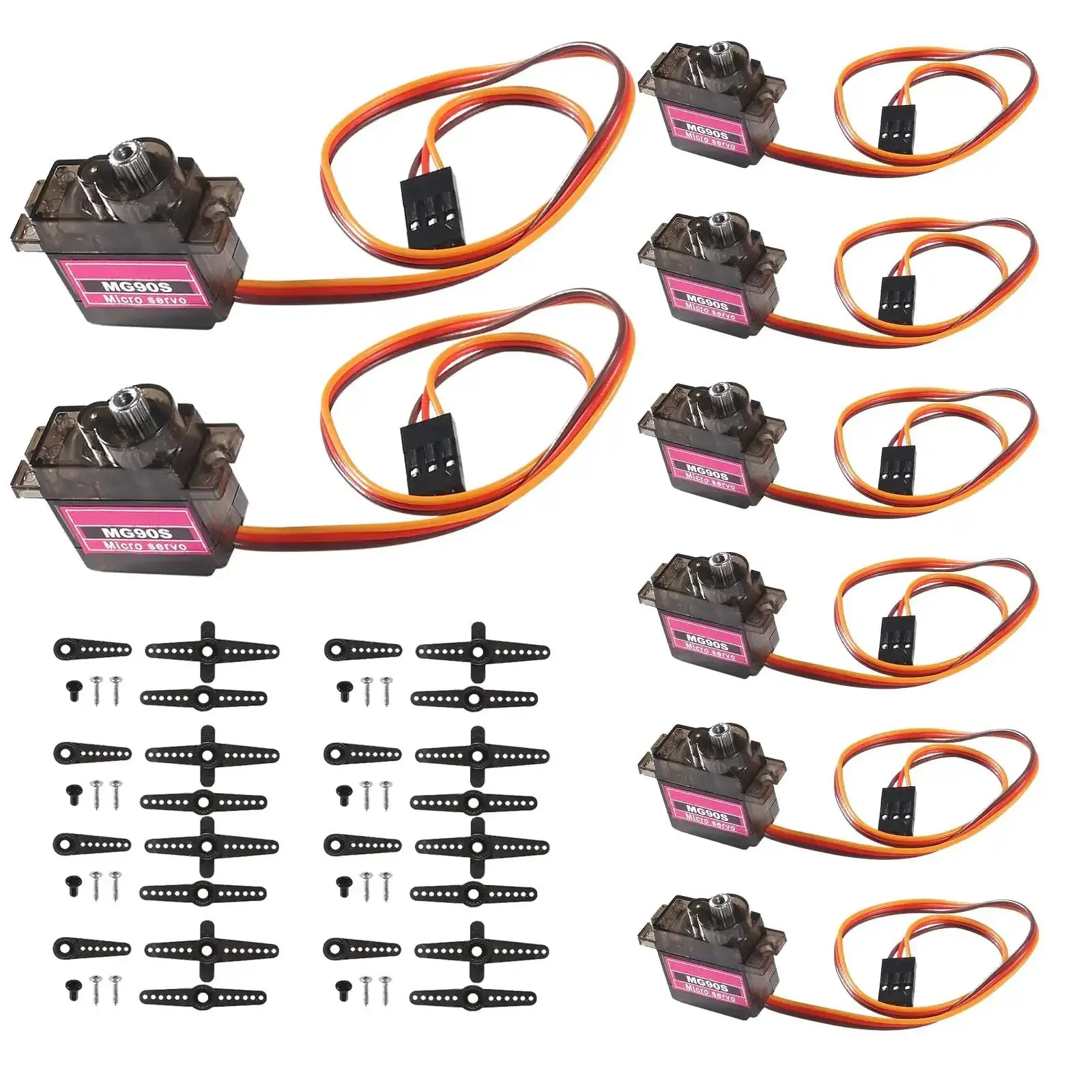 MG90S Micro Servo Pack 8 Pack 180 Degree 9G Geared Servos For RC Planes Boats Cars Helicopters And Small Smart Robots Ultra Smooth Low Noise Movement Ideal For DIY Builds