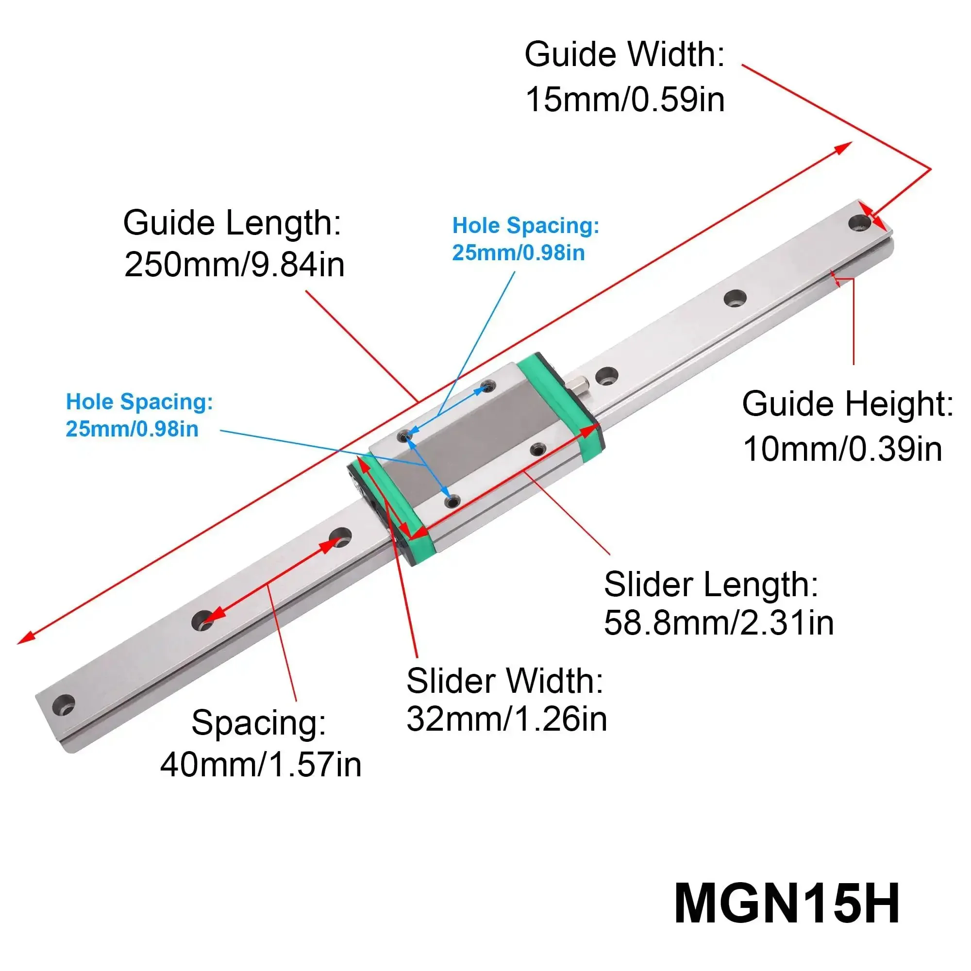 MGN Type Guide Rail Kit For Pro Grade Linear Motion With High Precision And Smooth Friction 100-600mm Adjustable Length For CNC And 3D Printers With One Rail And One Slider MGN15H 100mm - Image 7