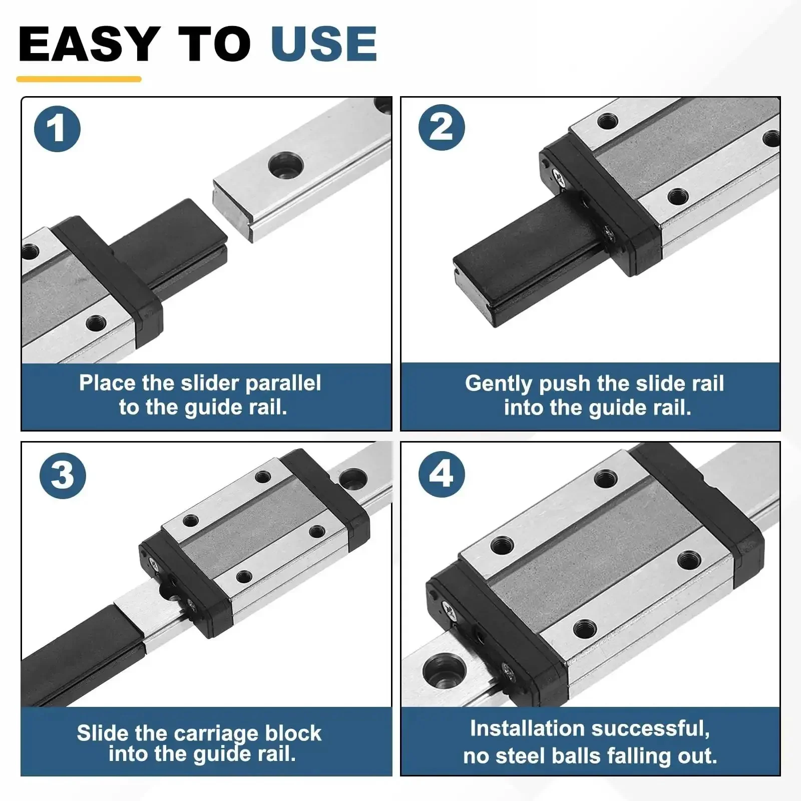 MGN12 150mm Linear Sliding Rail Guide Kit With MGN12C Carriage Block And Mini Guide For Precise Linear Motion On CNC Machines And 3D Printers For Engraving, Milling, And Hobbyist CNC And 3D Printer Projects - Image 4