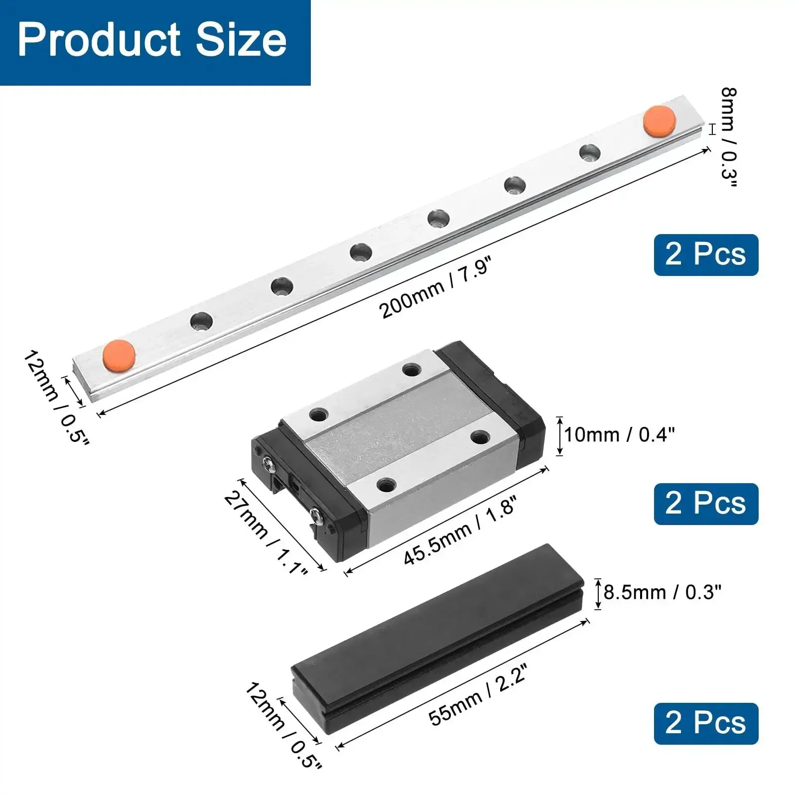 MGN12 200mm Linear Guide Rail Set With Two MGN12H Carriages And Two Plastic Mini Guides For DIY 3D Printers And CNC Machines Built Tough For Smooth Fast Motion - Image 7