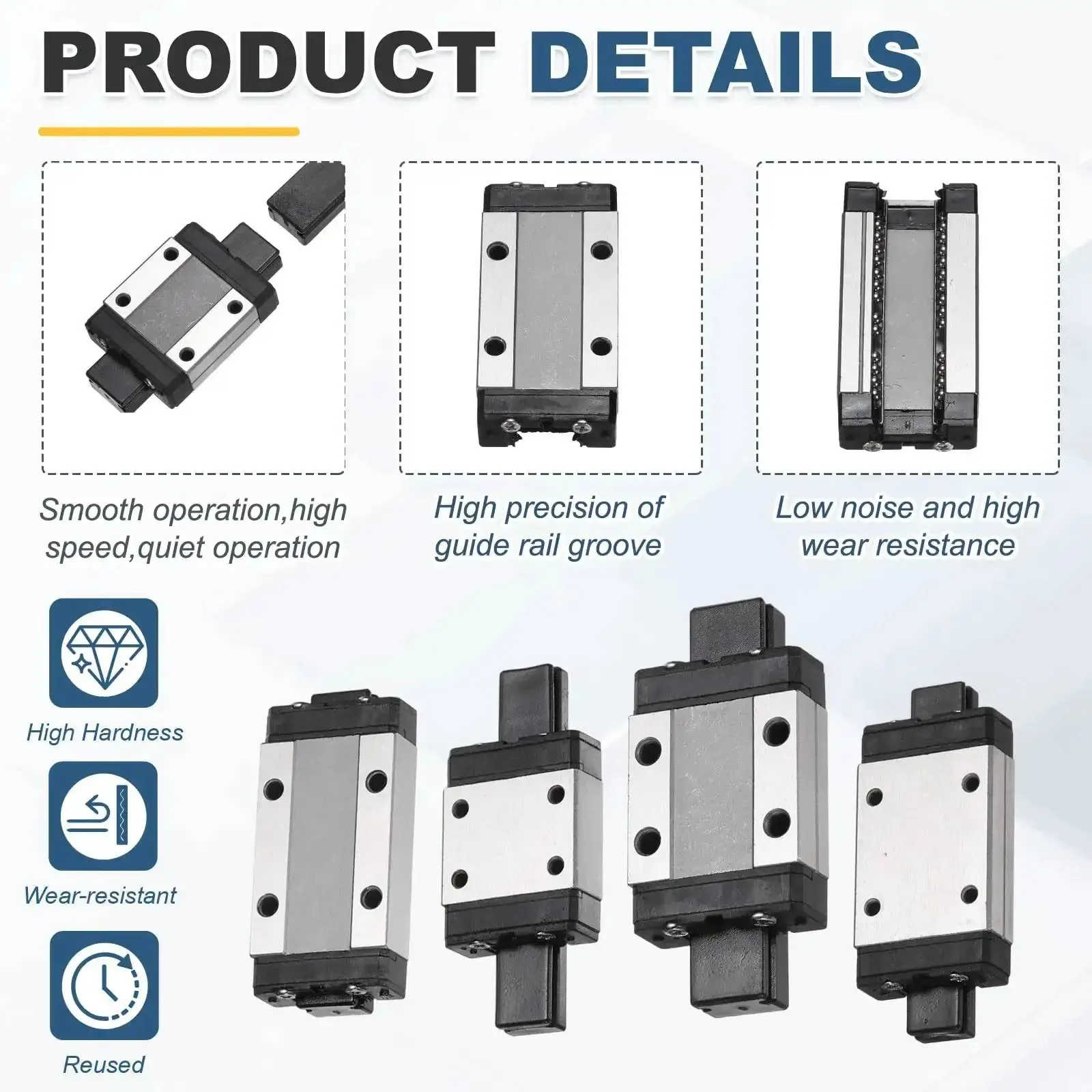 MGN12C Linear Bearing Carriage Block With Mini Guide And Wrench For 12mm Linear Motion Slide Rail Ideal For 3D Printers And CNC Machines Built For Smooth Precise Motion And Tough Hobby Shop Setups Durable Alloy Build - Image 5