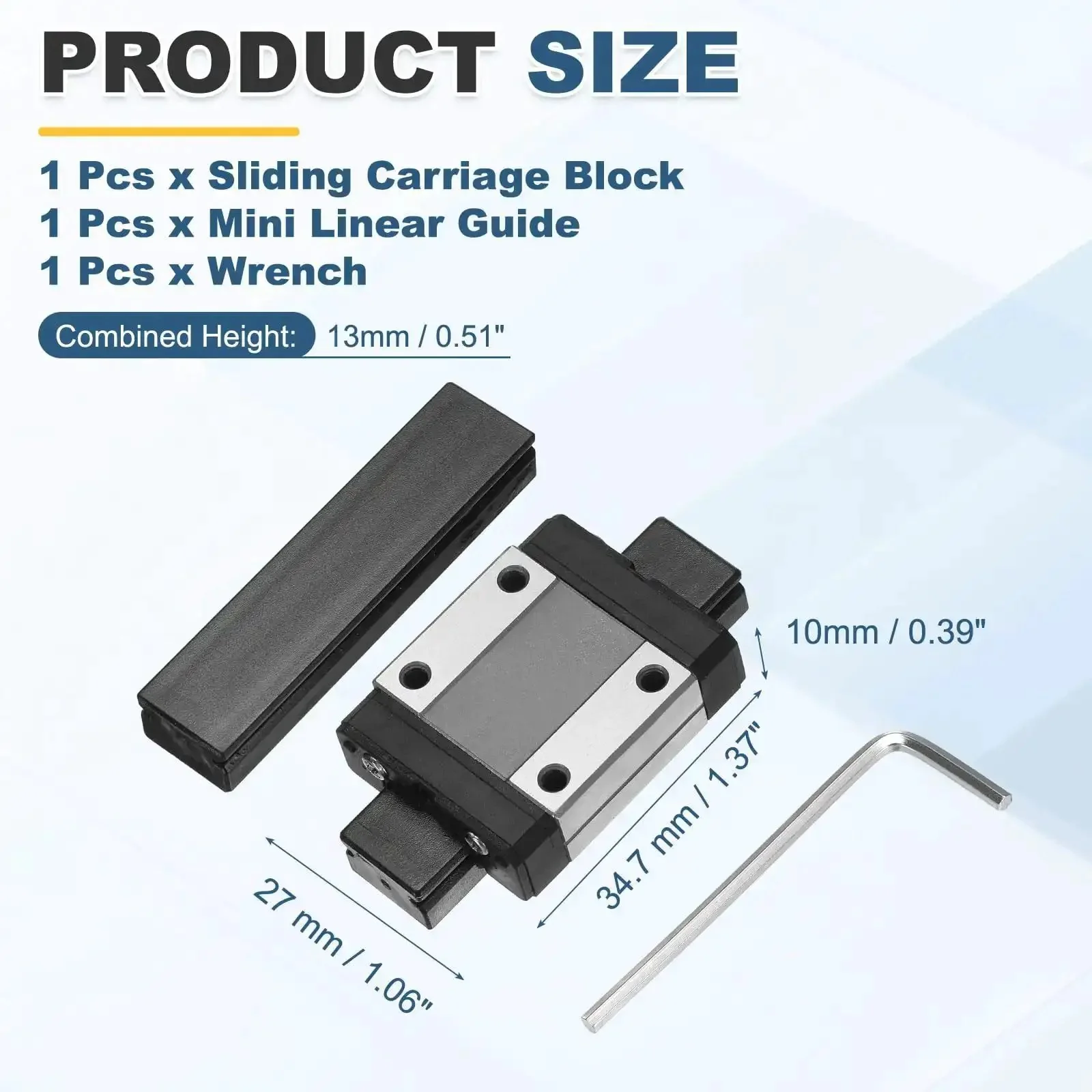 MGN12C Linear Bearing Carriage Block With Mini Guide And Wrench For 12mm Linear Motion Slide Rail Ideal For 3D Printers And CNC Machines Built For Smooth Precise Motion And Tough Hobby Shop Setups Durable Alloy Build - Image 6