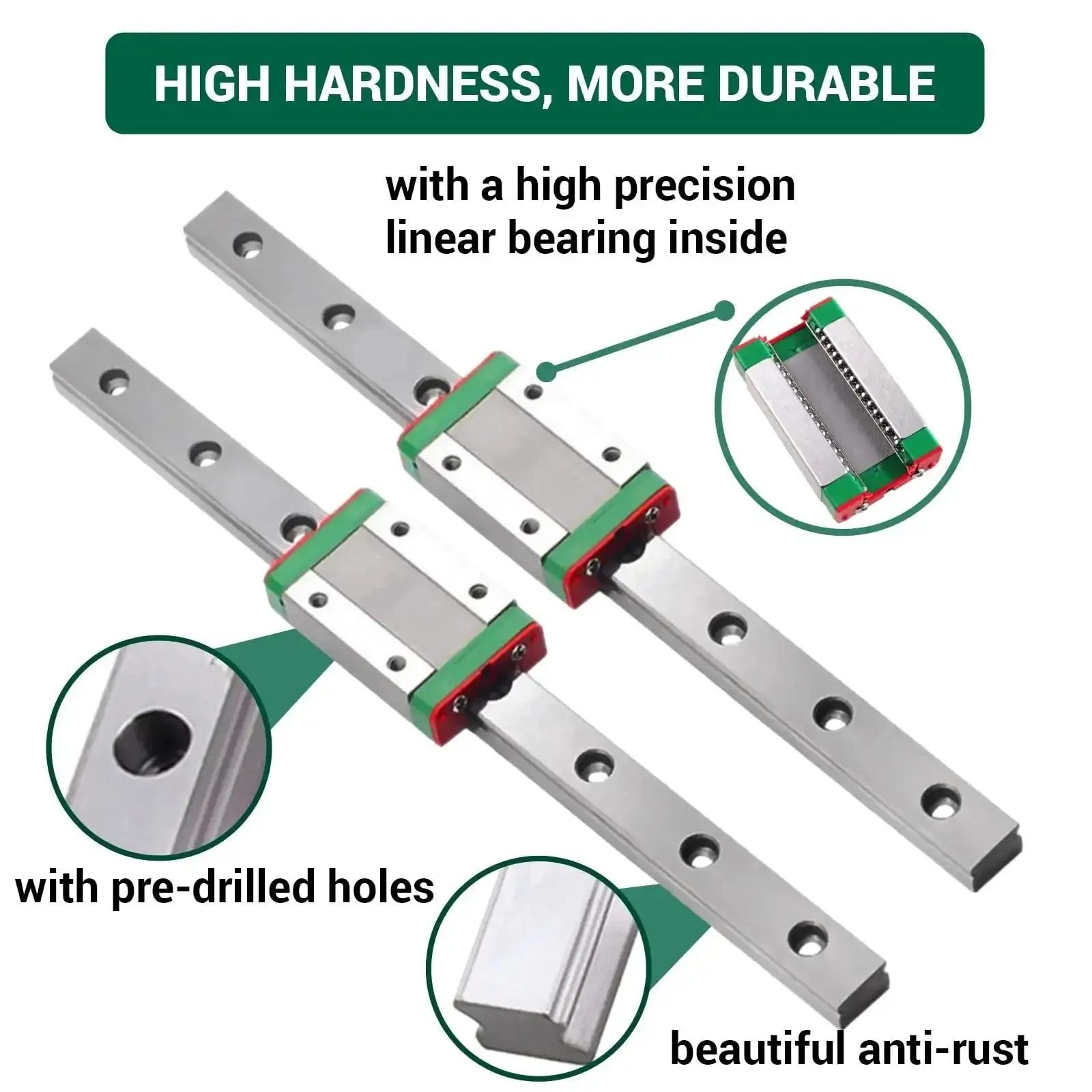 MGN12H 250mm Linear Rail Guide Kit With 2 Carriage Blocks For DIY 3D Printer And CNC Machine Beefed Up Linear Motion Rails For Precise Movement And Smooth Operation Ideal For DIY Routers Lathes Printers - Image 5