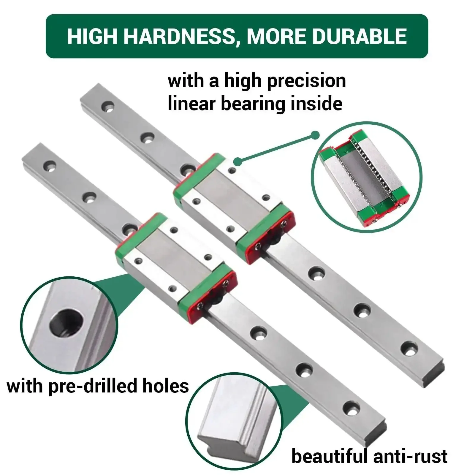 MGN12H 350 Millimeter Linear Rail Guide Kit With Carriage Block For DIY 3D Printer And CNC Machine Easy Mounting High Precision 12 Millimeter Wide Rail And 8 Millimeter High Great For Routers Lathes Mills And Custom CNC Projects - Image 3
