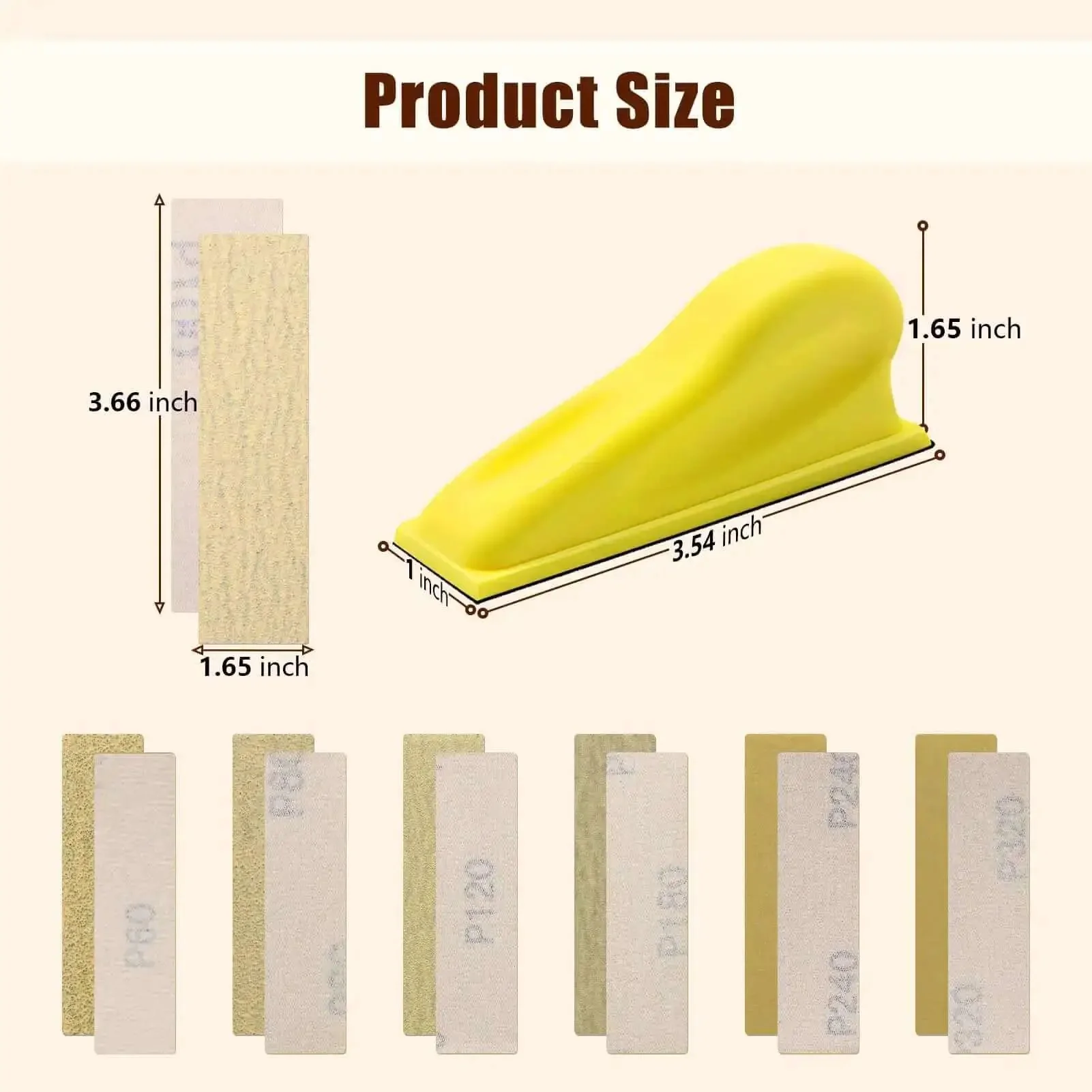 Micro Detail Sander Kit With 60 Assorted Sandpapers 60/80/120/180/240/320 Grit, 3.5 x 1 Inch Hand Sander For Small Woodworking And Craft Projects, Wood Metal Polishing, Tight Corners And Narrow Gaps - Image 9