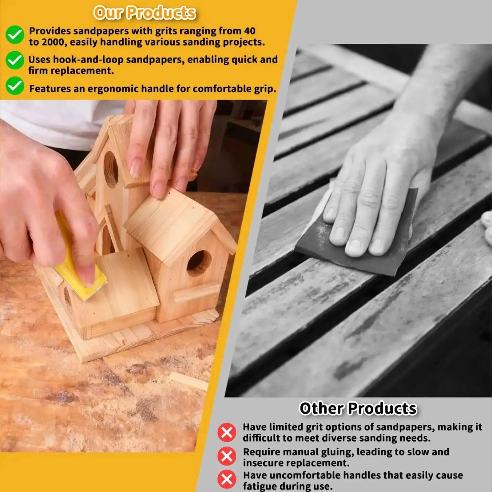 Micro Sander Kit With Detail And Mini Hand Sanding Block 120 Piece Aluminum Oxide Sandpaper Set In 12 Grits From 40 To 2000 For Woodworking Crafts Tight Spaces And DIY Projects - Image 4